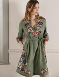 Robe brodée en lin-Aulne