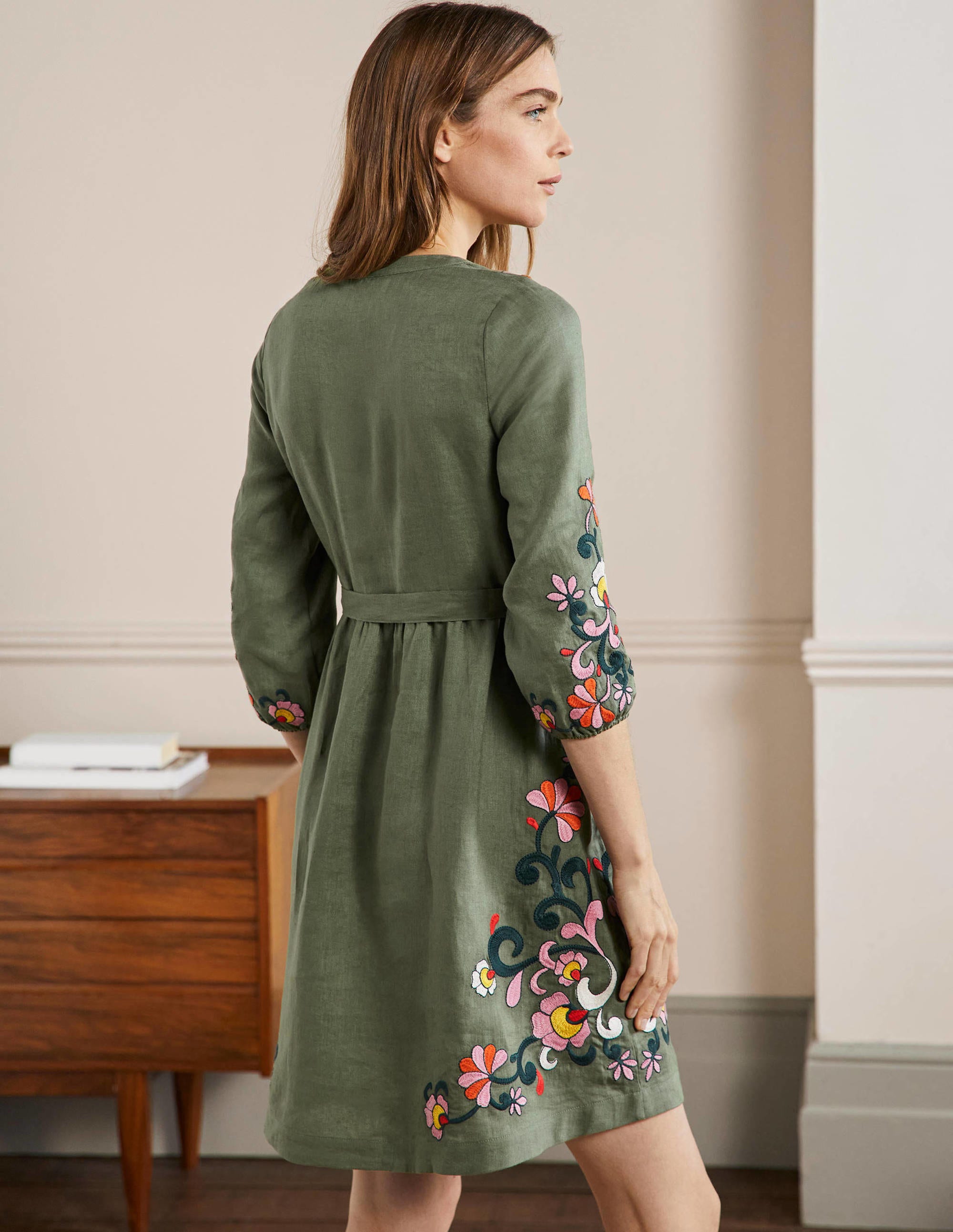 Robe brodée en lin-Aulne - Image 3