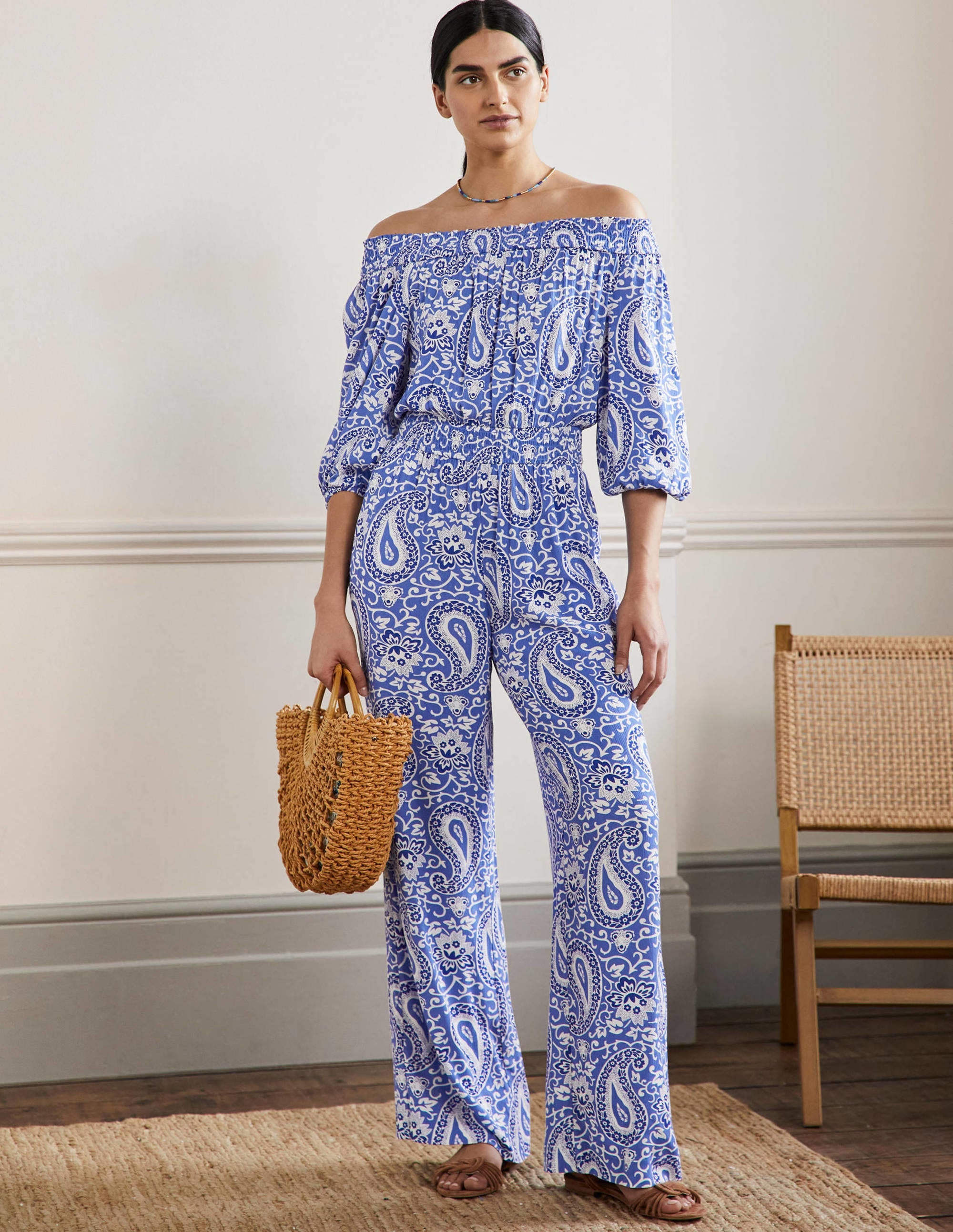 Combinaison à épaules dénudées-Jacinthe des bois, motif Enchanting Paisley - Image 1