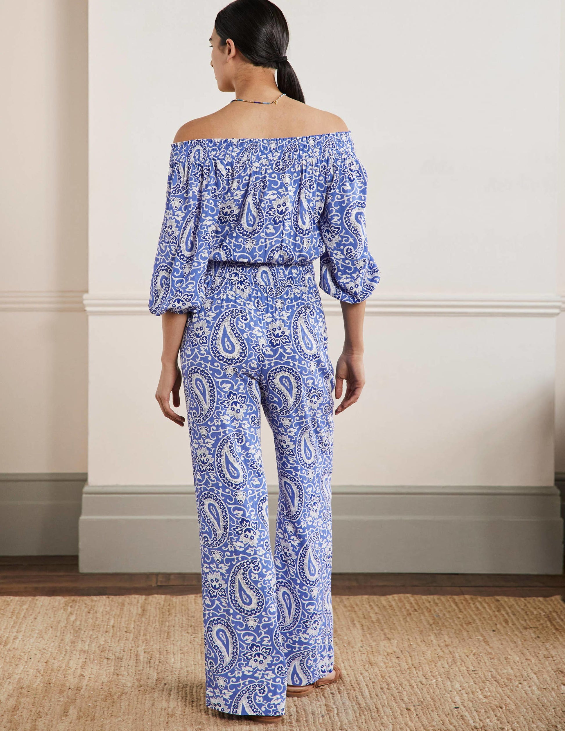 Combinaison à épaules dénudées-Jacinthe des bois, motif Enchanting Paisley-3