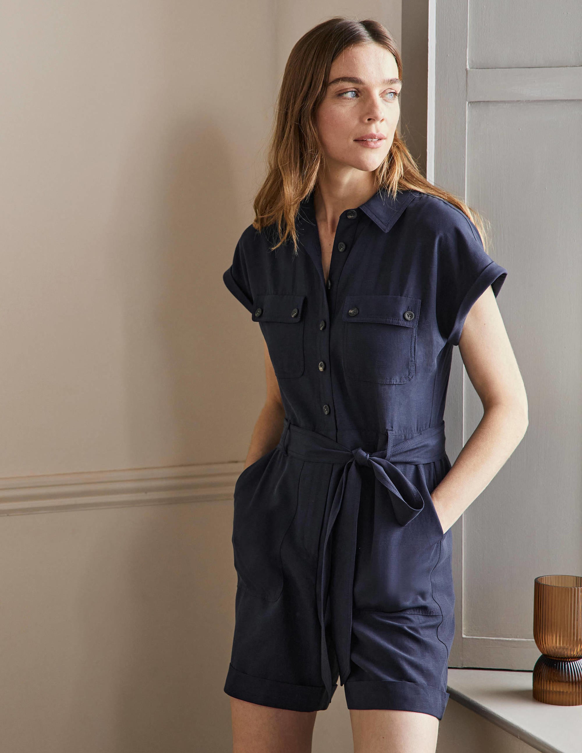 Pocket Detail Playsuit-NAVY - Image 4