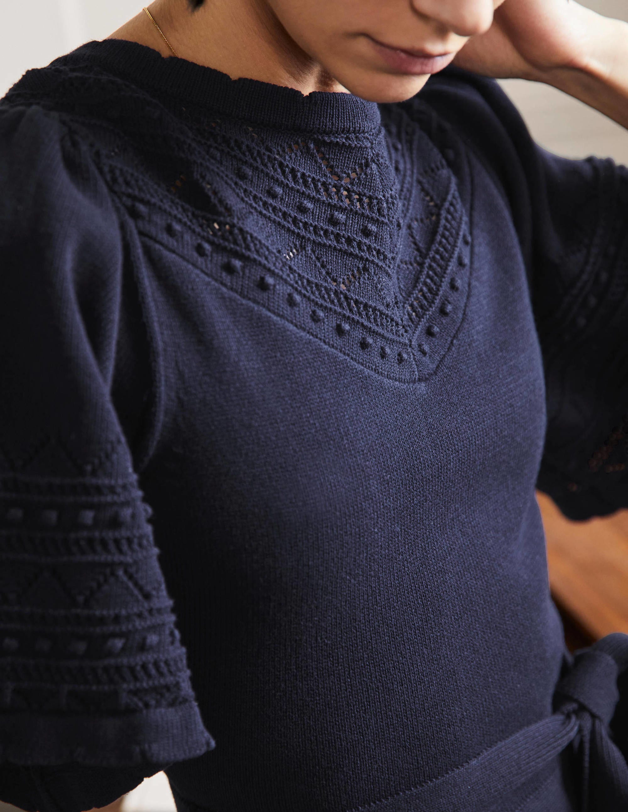 Strickkleid mit weiten Ärmeln-Marineblau - Image 2