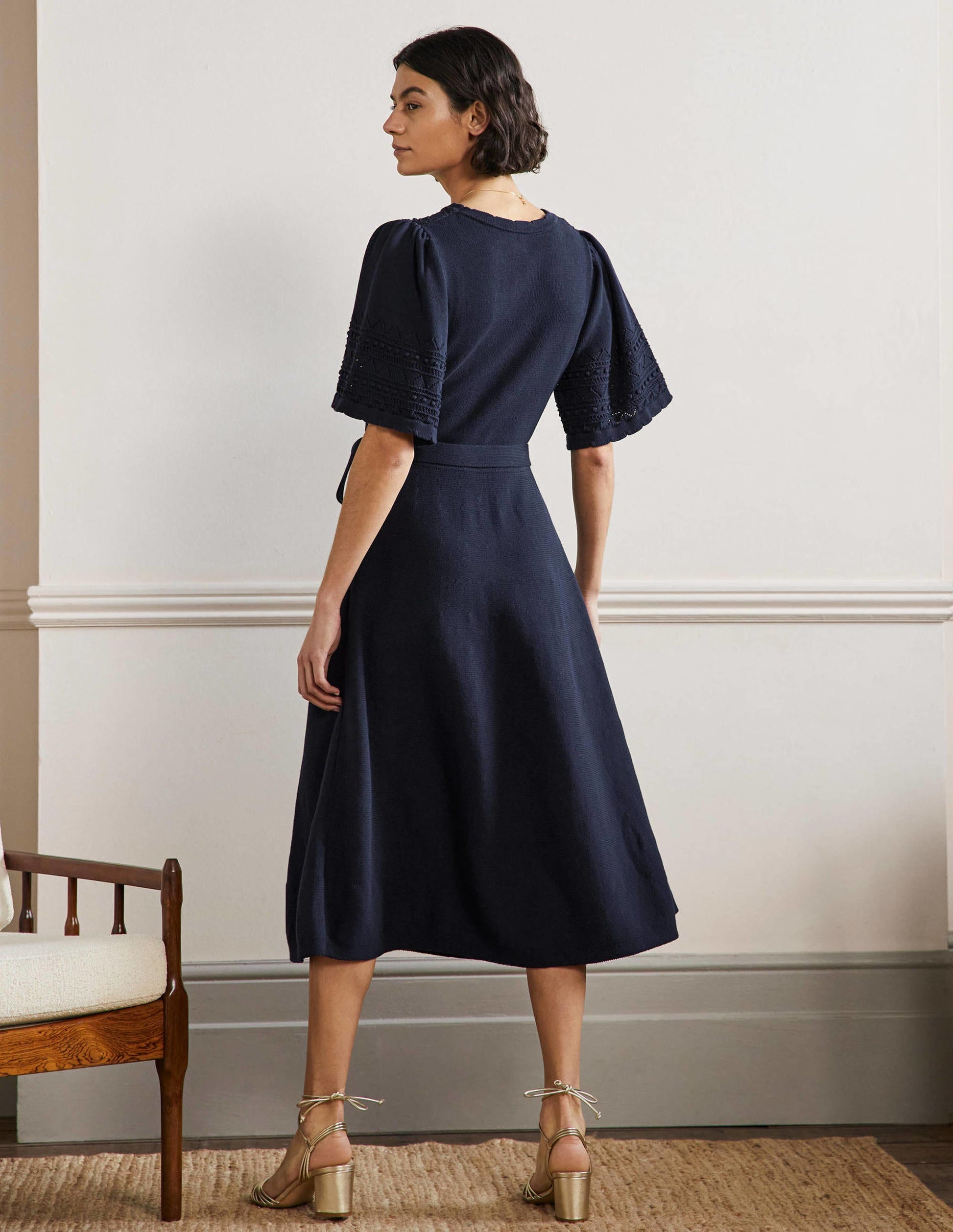 Strickkleid mit weiten Ärmeln-Marineblau-3