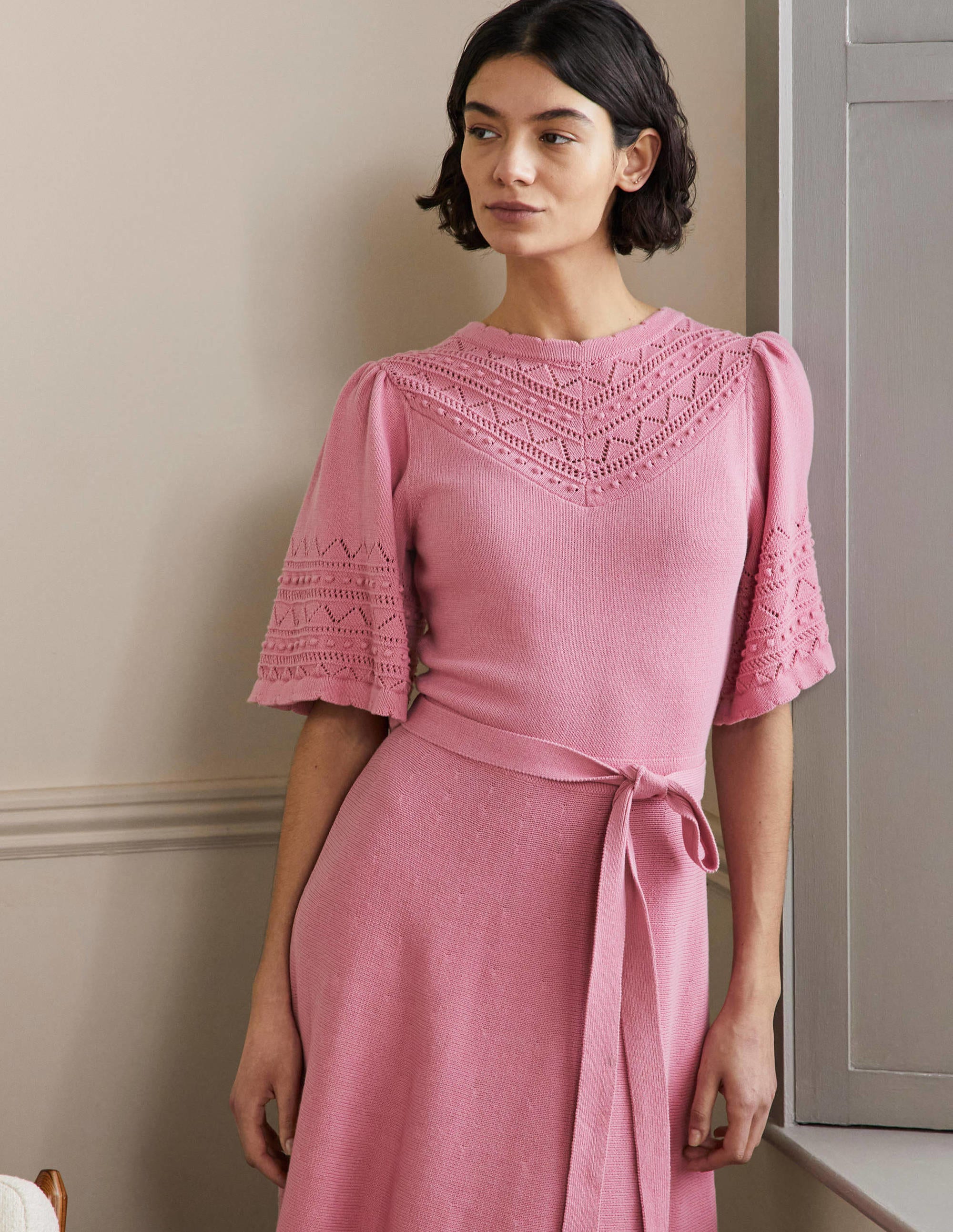 Strickkleid mit weiten Ärmeln-Kirschblütenrosa - Image 4
