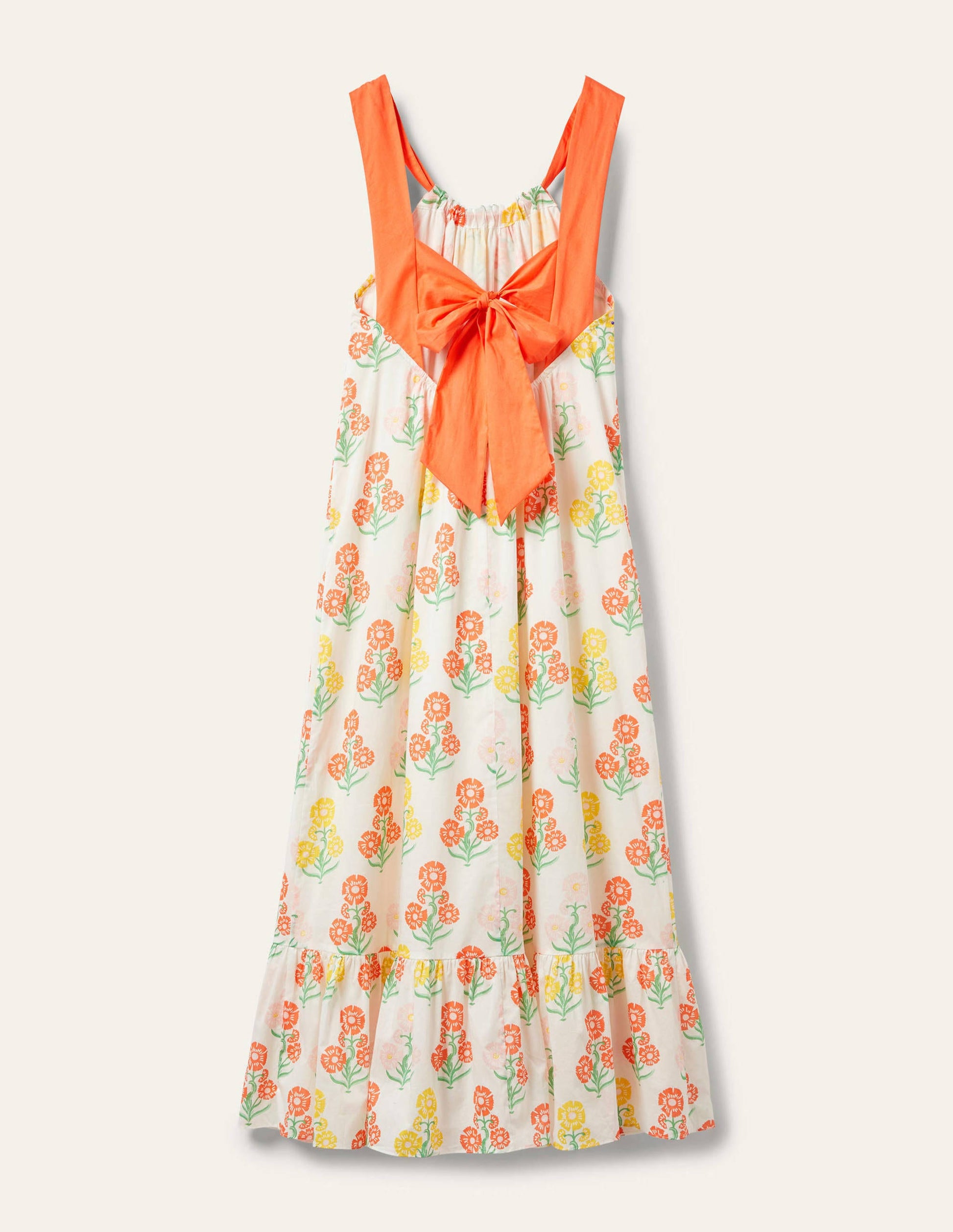 Nadine Midikleid mit Schnürung am Rücken-Bunt, Blumen/Holzschnittmuster-12
