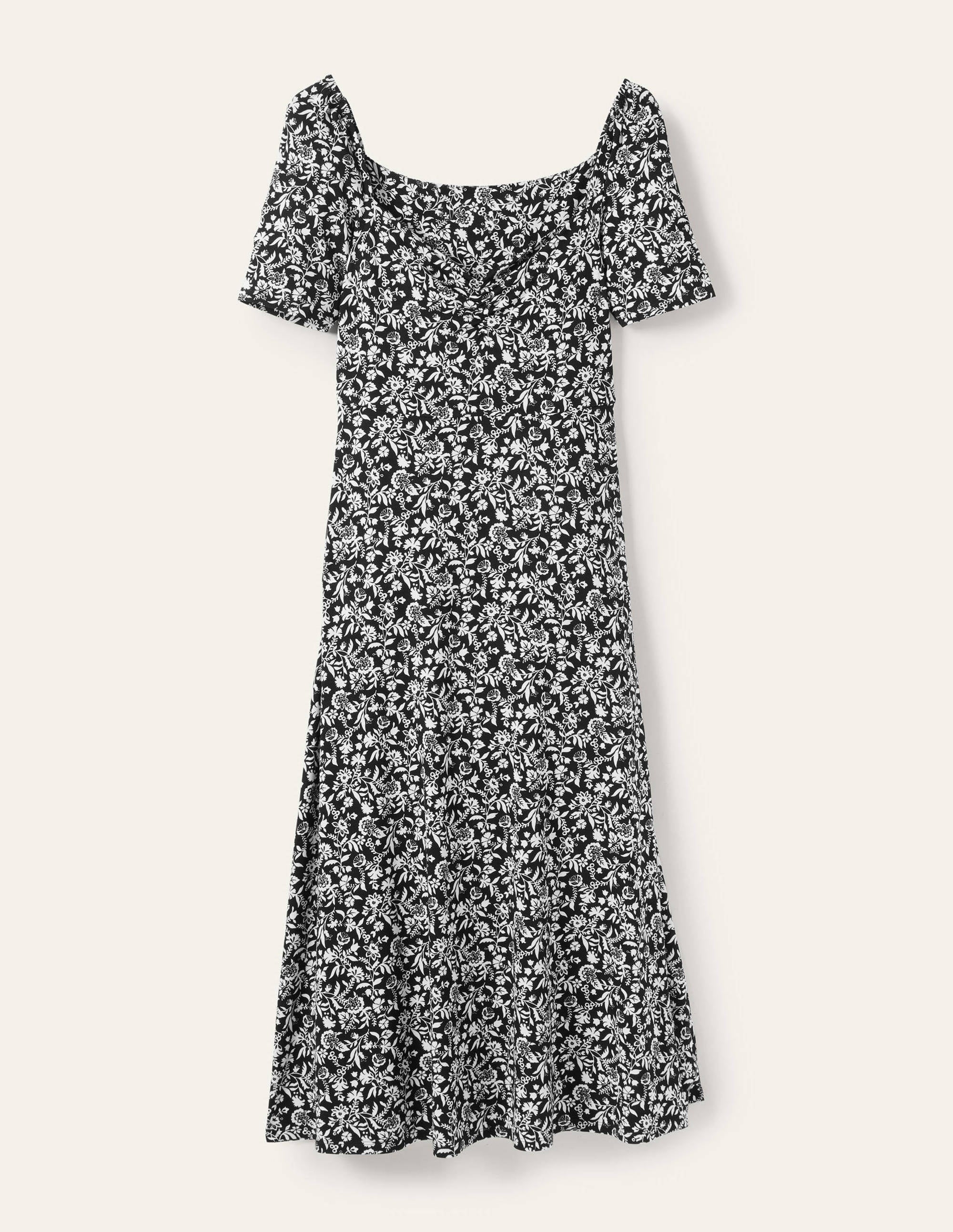 Robe midi en jersey avec encolure en cœur-Noir, motif Flora Charm - Image 6