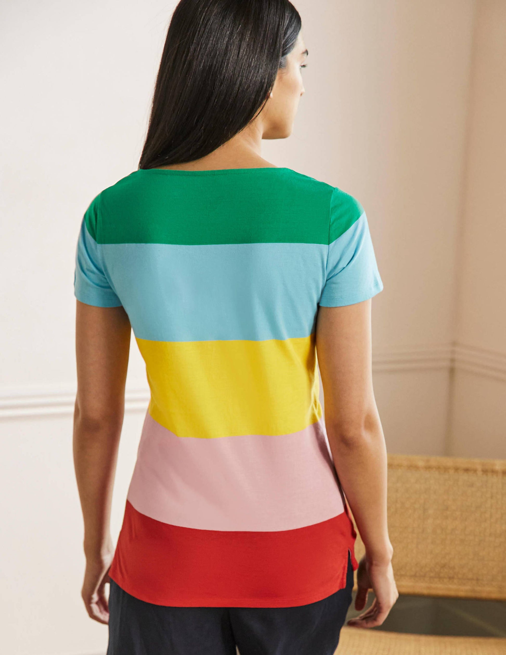 Kurzärmliges Bretonshirt-Regenbogenfarben, Breite Streifen-3
