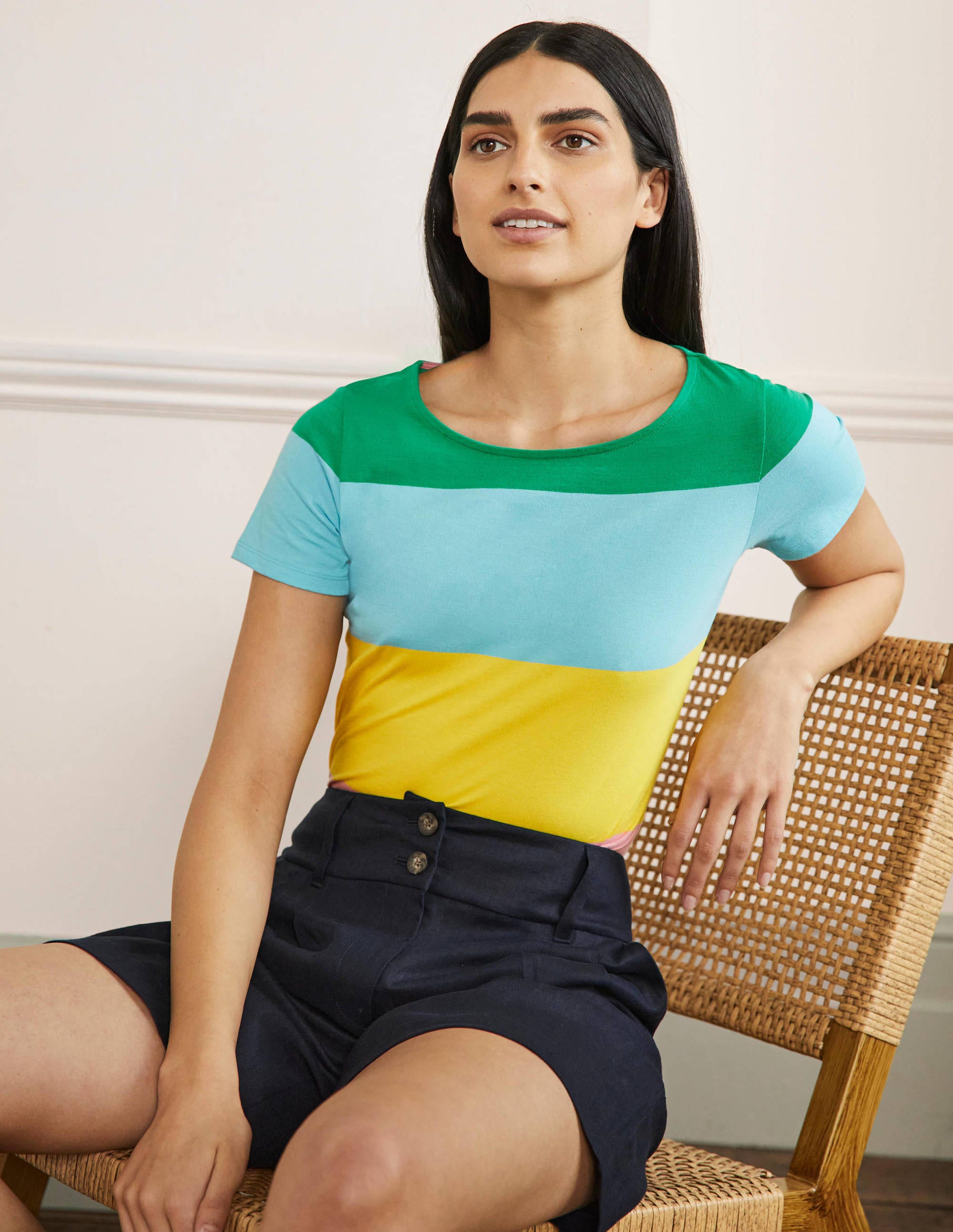 Kurzärmliges Bretonshirt-Regenbogenfarben, Breite Streifen - Image 4