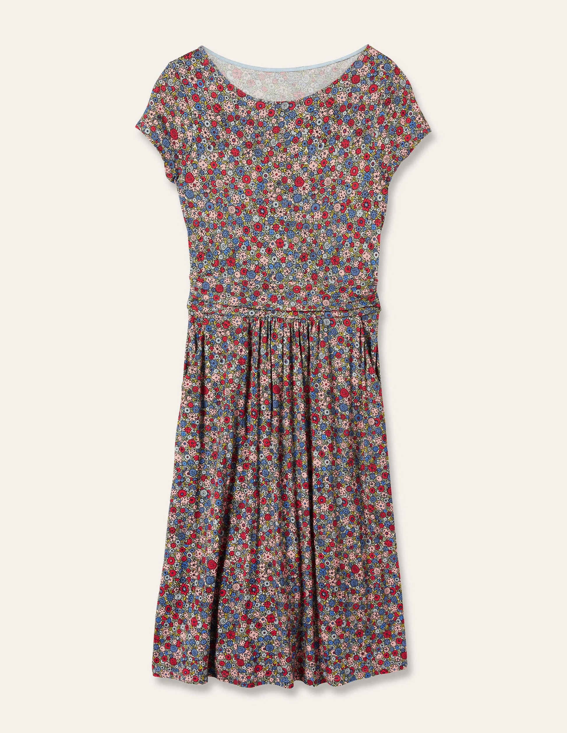 Amelie Jerseykleid-Rivierablau, Gruppierte Blumen-5