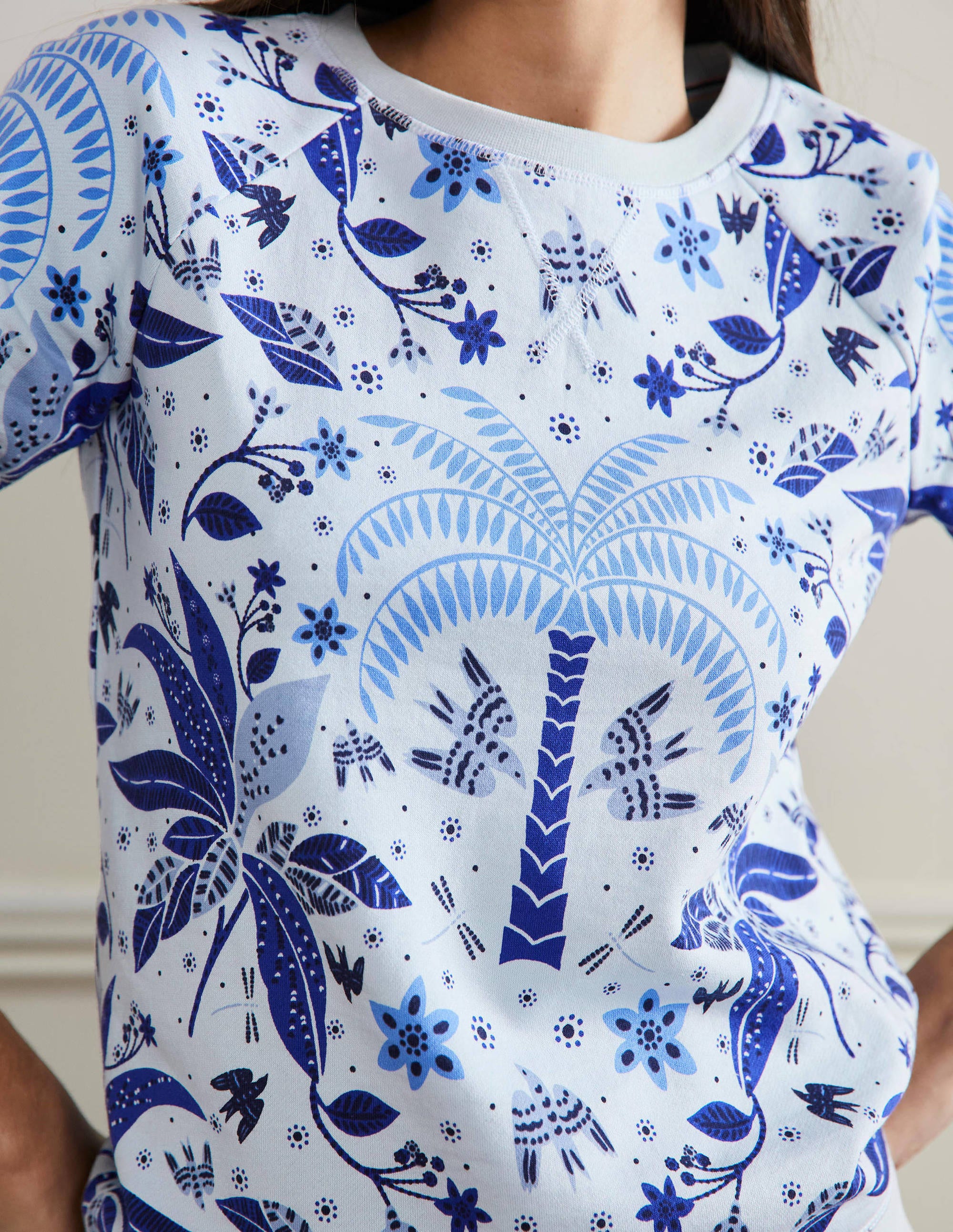 Gemustertes Sweatshirt aus Baumwolle-Blau, Orientalisches Muster - Image 2