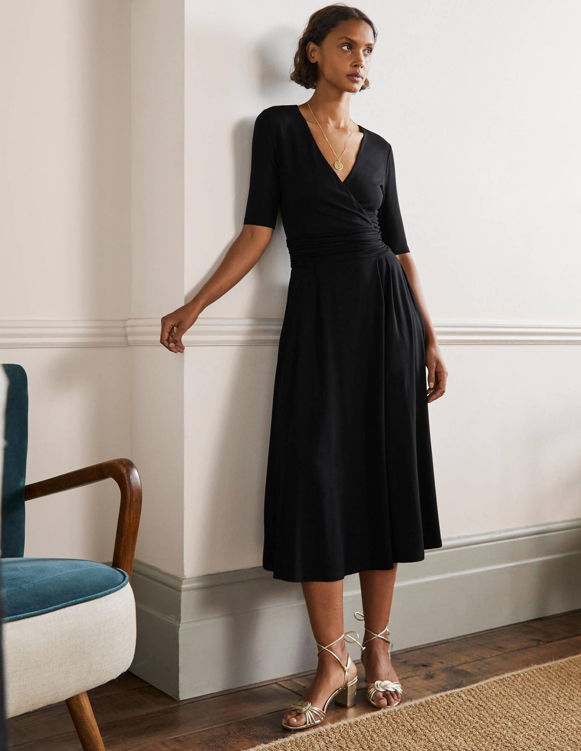 Robe midi Kassidy en jersey-Noir-1