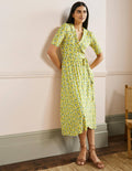 Robe portefeuille Lavinia en jersey-Ivoire, citron grimpant