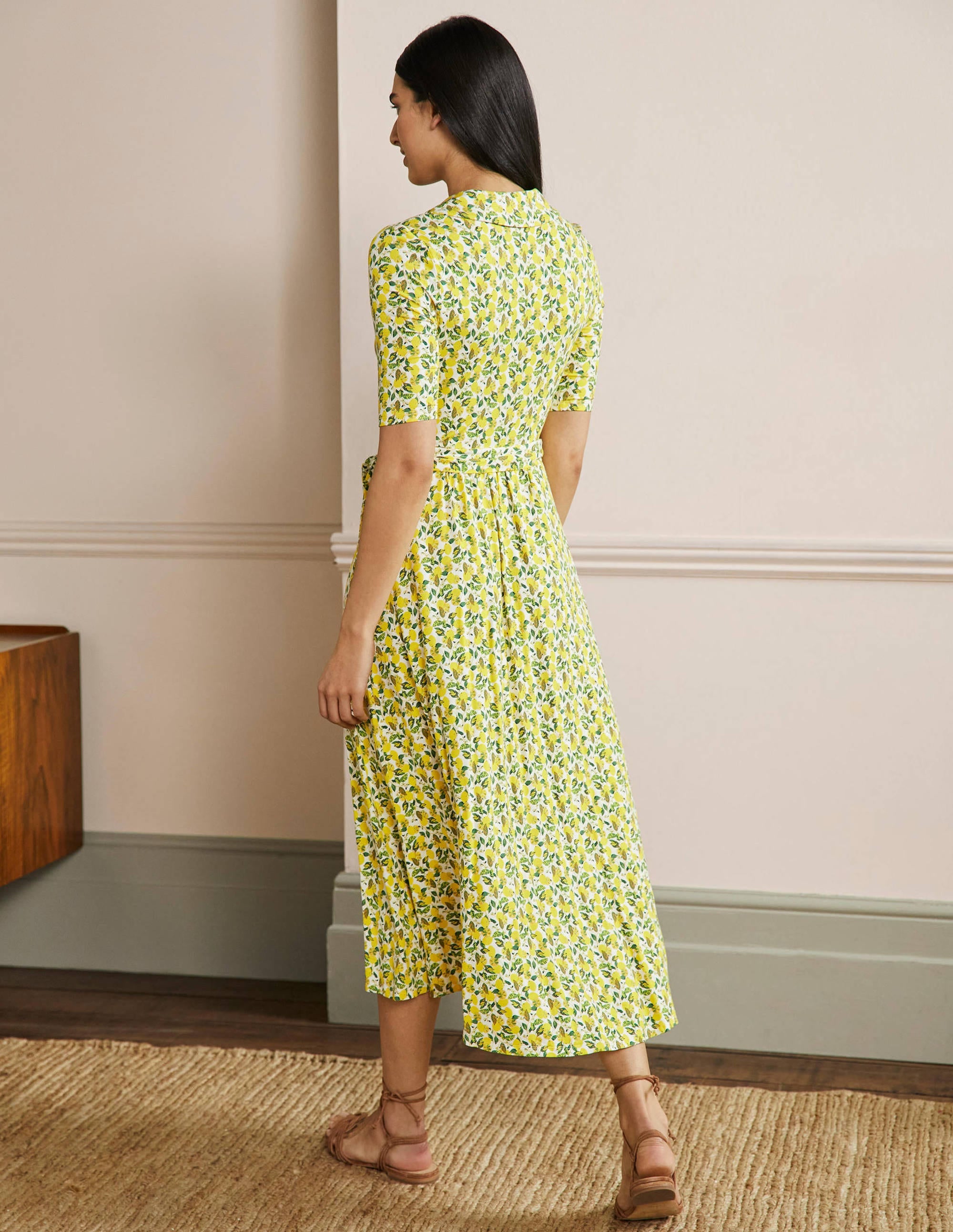 Robe portefeuille Lavinia en jersey-Ivoire, citron grimpant - Image 3