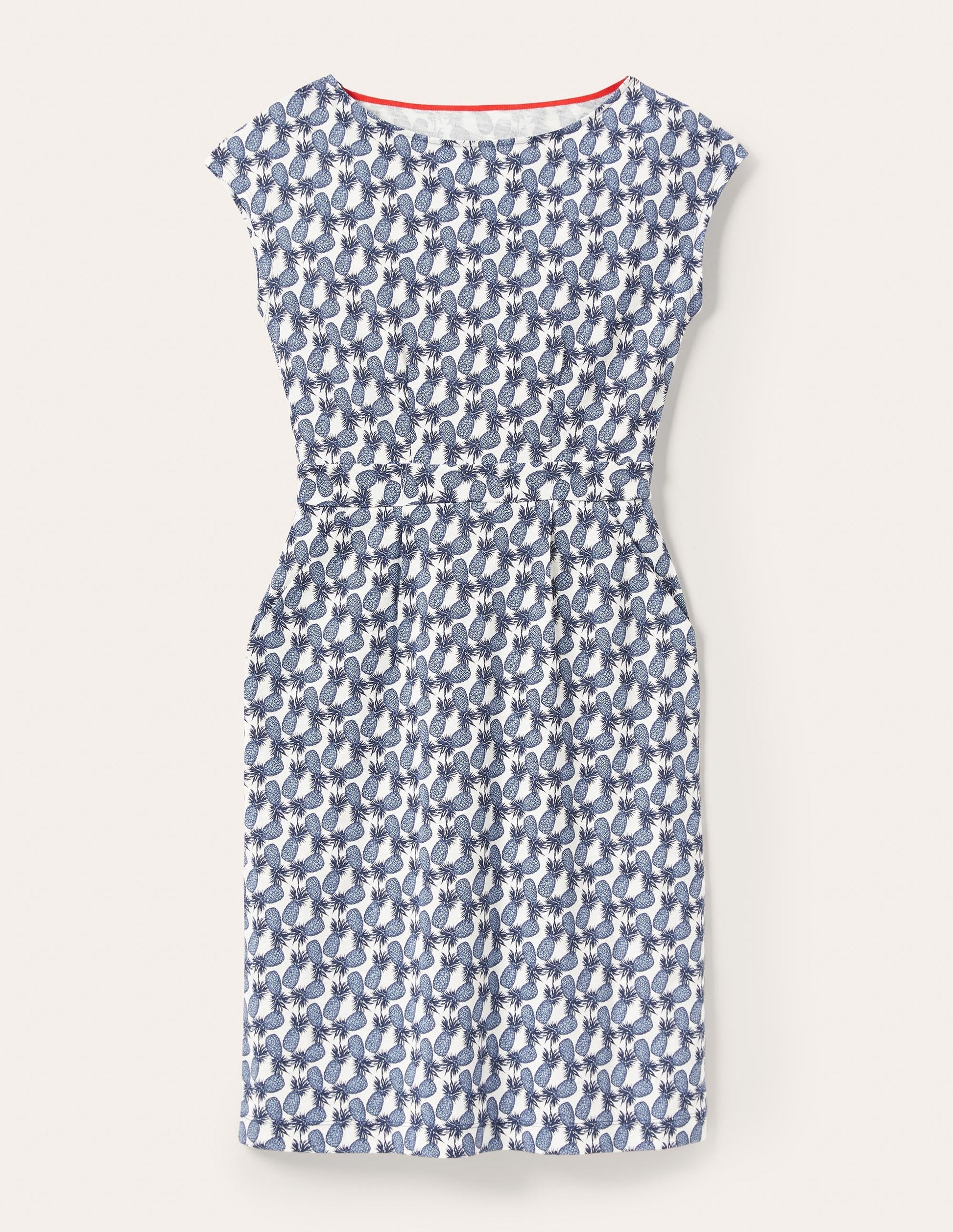 Florrie Jerseykleid-Naturweiß, Gruppiertes Ananasmuster-5