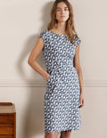 Florrie Jerseykleid-Naturweiß, Gruppiertes Ananasmuster