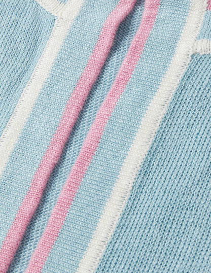 Leinencardigan mit Streifenborten-Graublau