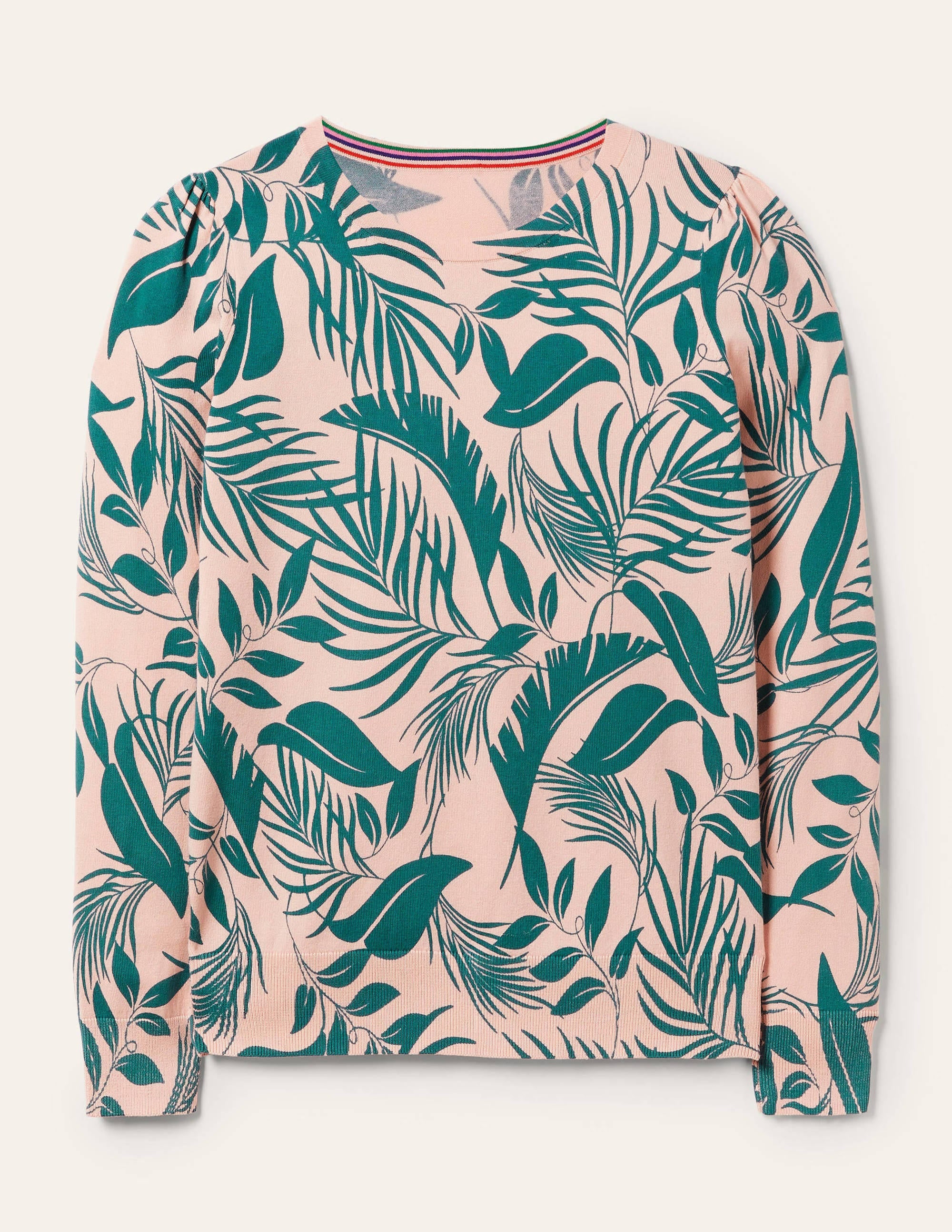 Pull col rond en coton-Milkshake, feuillage tropical - Image 5