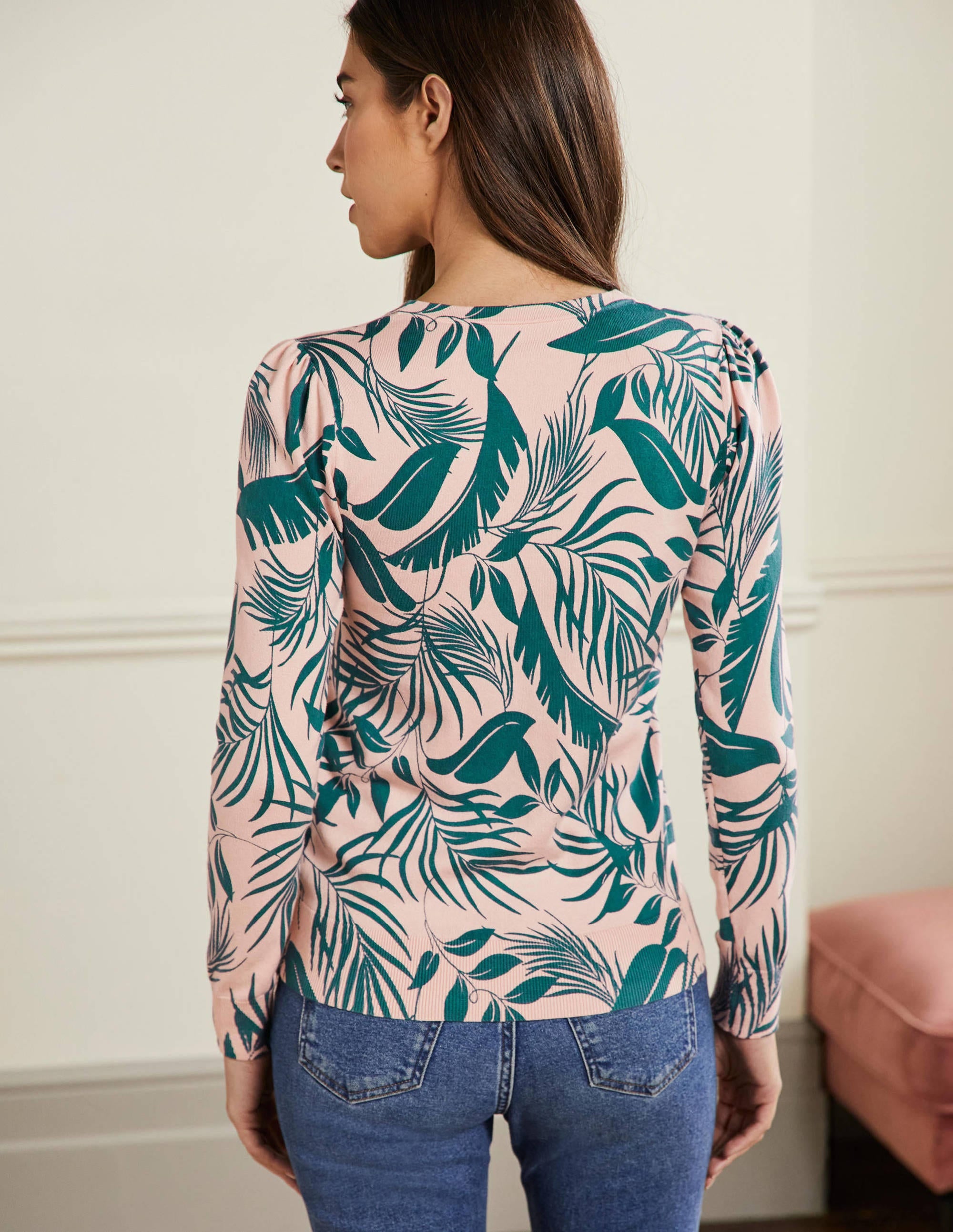Pull col rond en coton-Milkshake, feuillage tropical - Image 3
