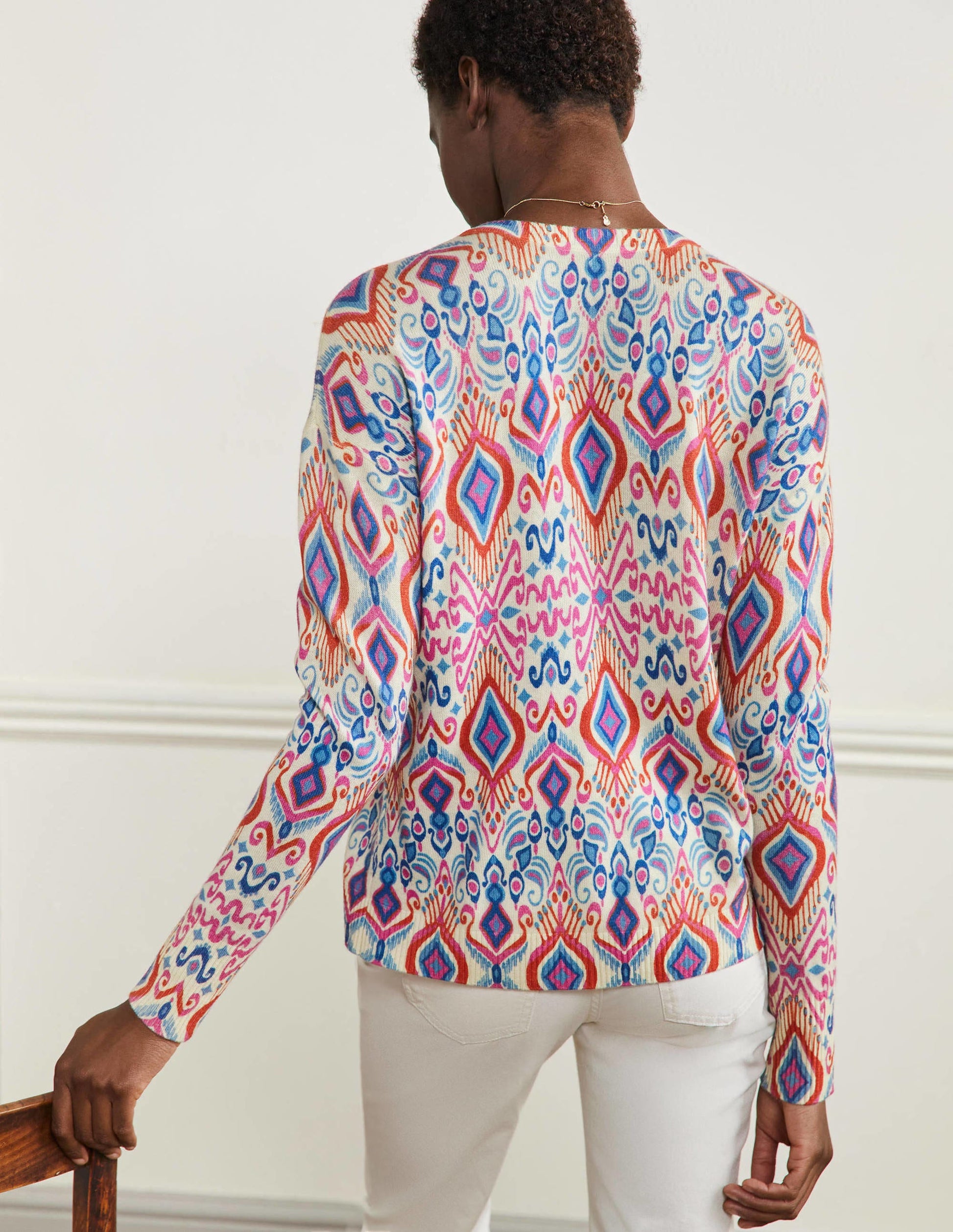 Pull Margot en cachemire-Motif Ikat Paradise-3