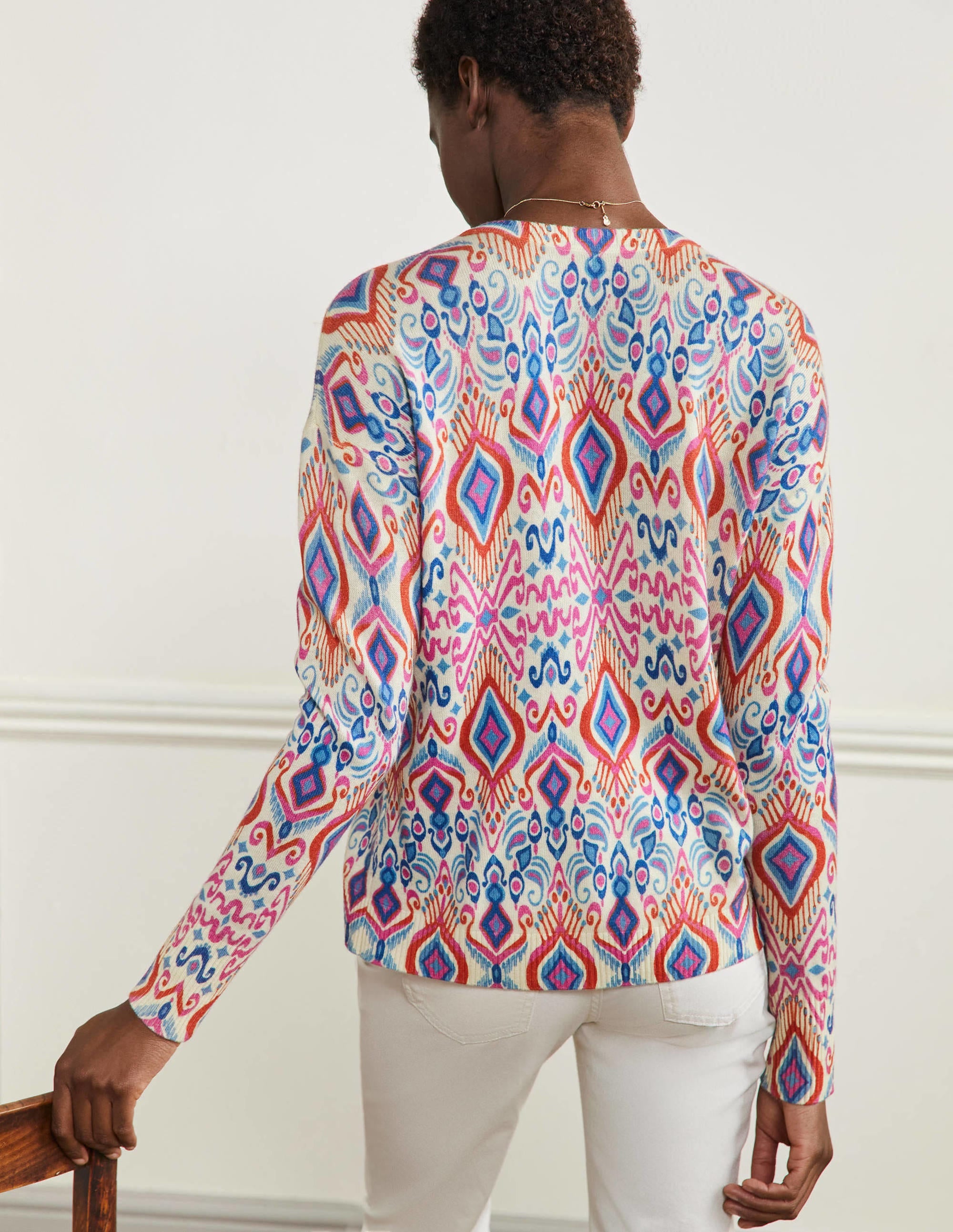 Pull Margot en cachemire-Motif Ikat Paradise - Image 3