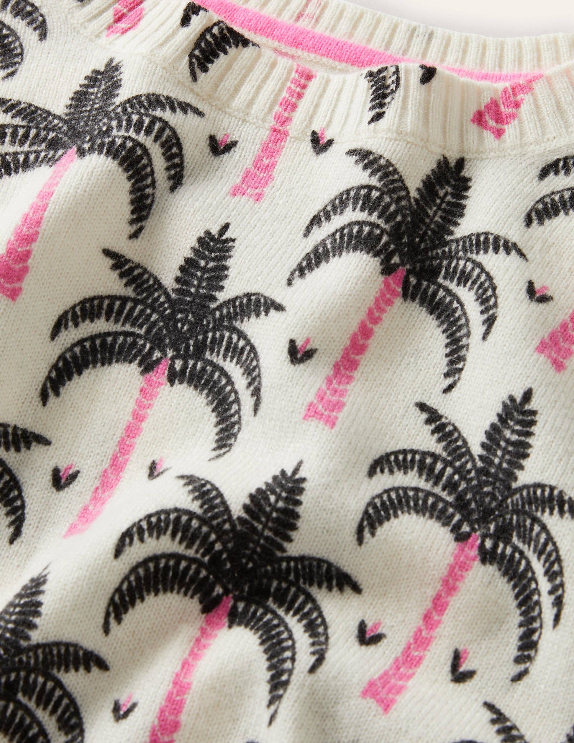 Pull Margot en cachemire-Ivoire, motif Paradise Palm-6
