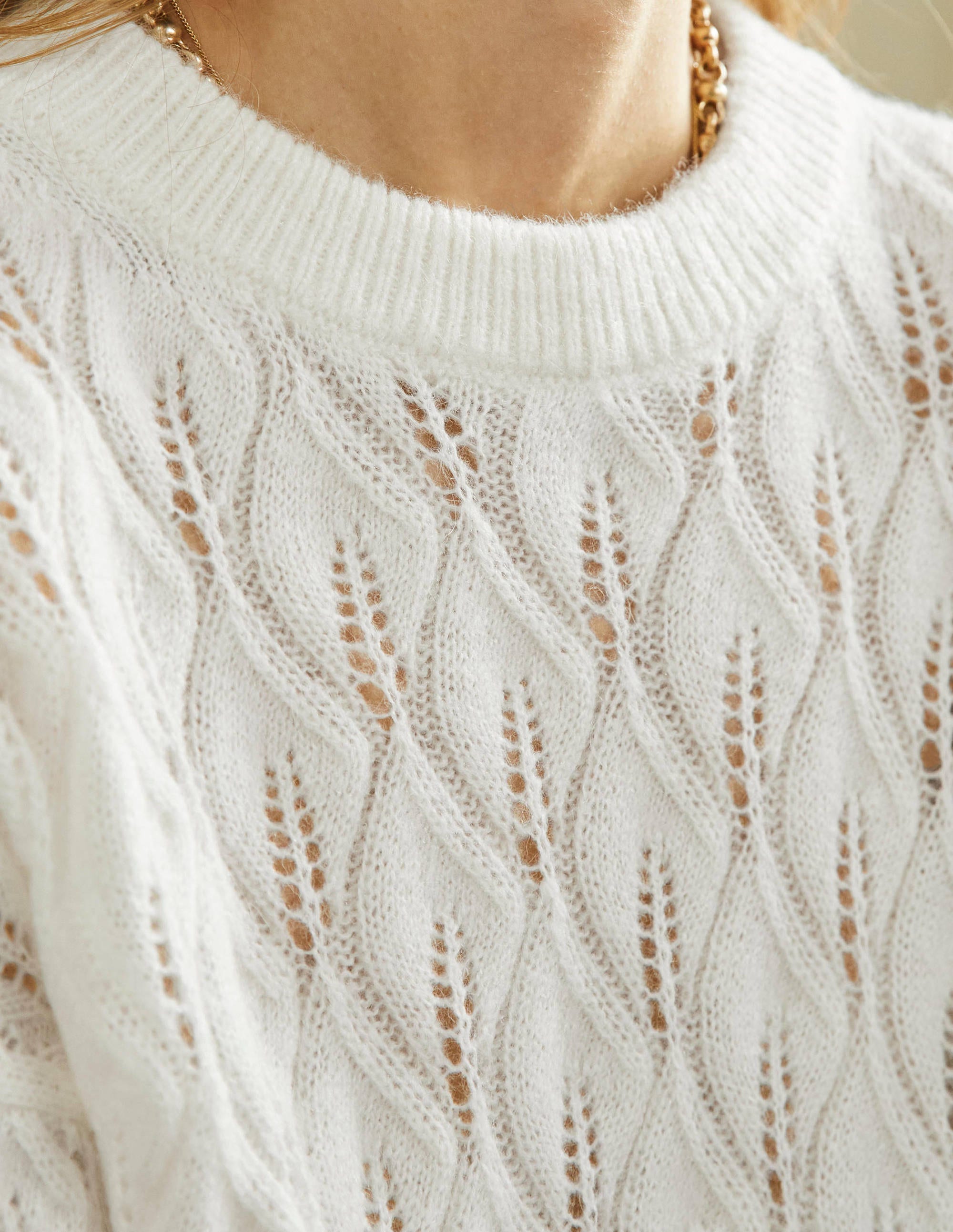 Pointelle Fluffy Jumper-Ivory - Image 2