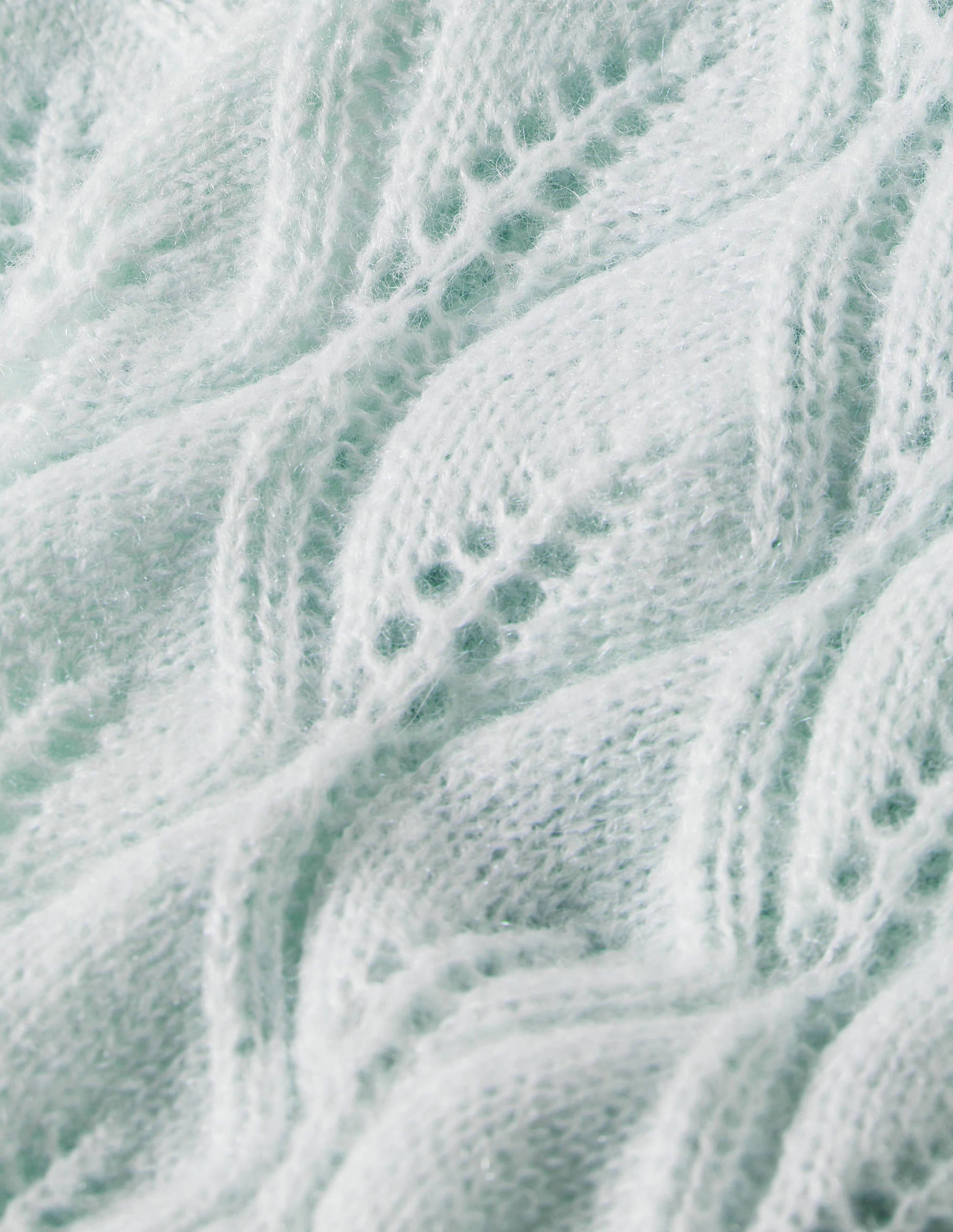 Flauschiger Pointelle-Pullover-Avocadogrün - Image 5