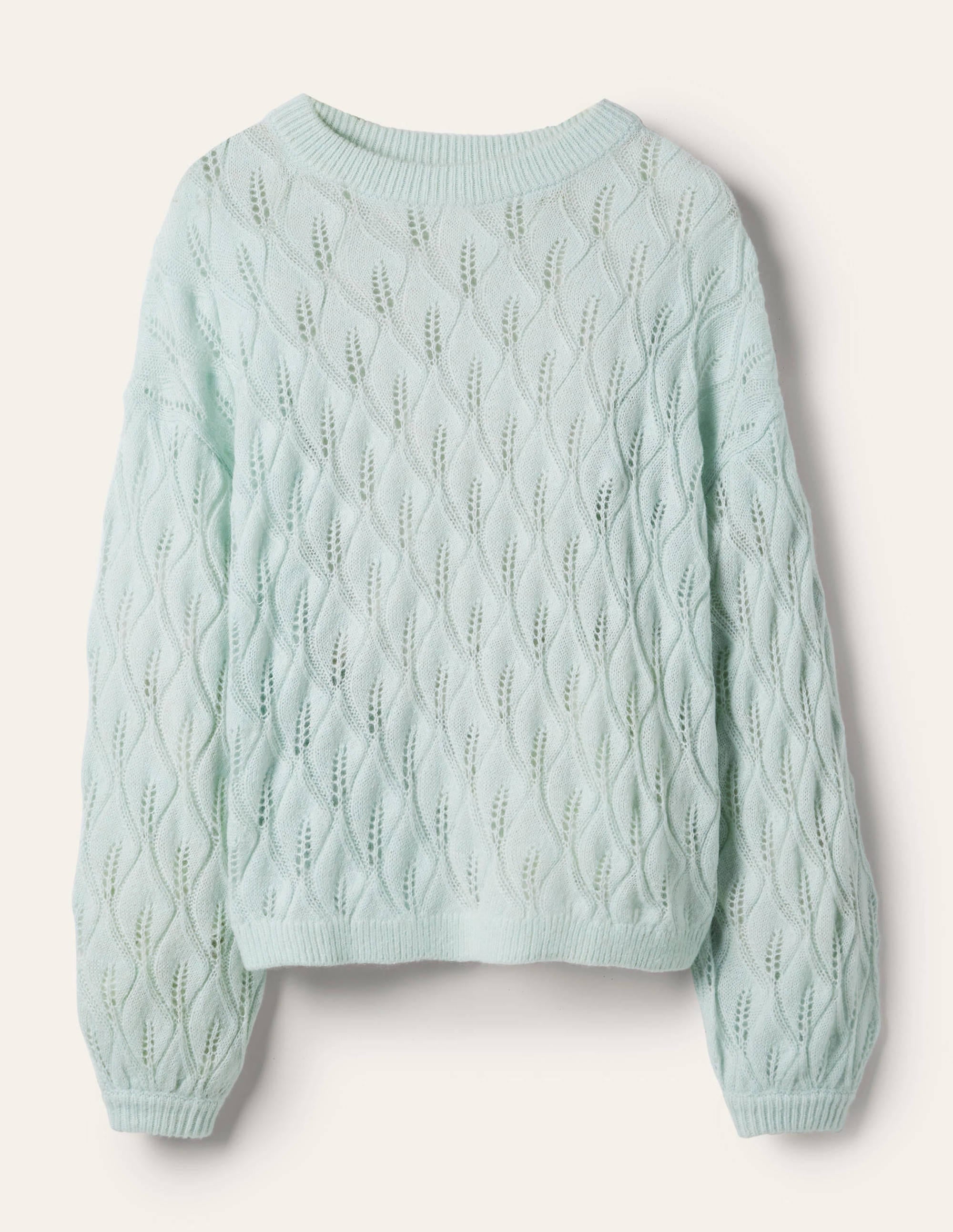 Flauschiger Pointelle-Pullover-Avocadogrün - Image 6