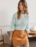 Flauschiger Pointelle-Pullover-Avocadogrün