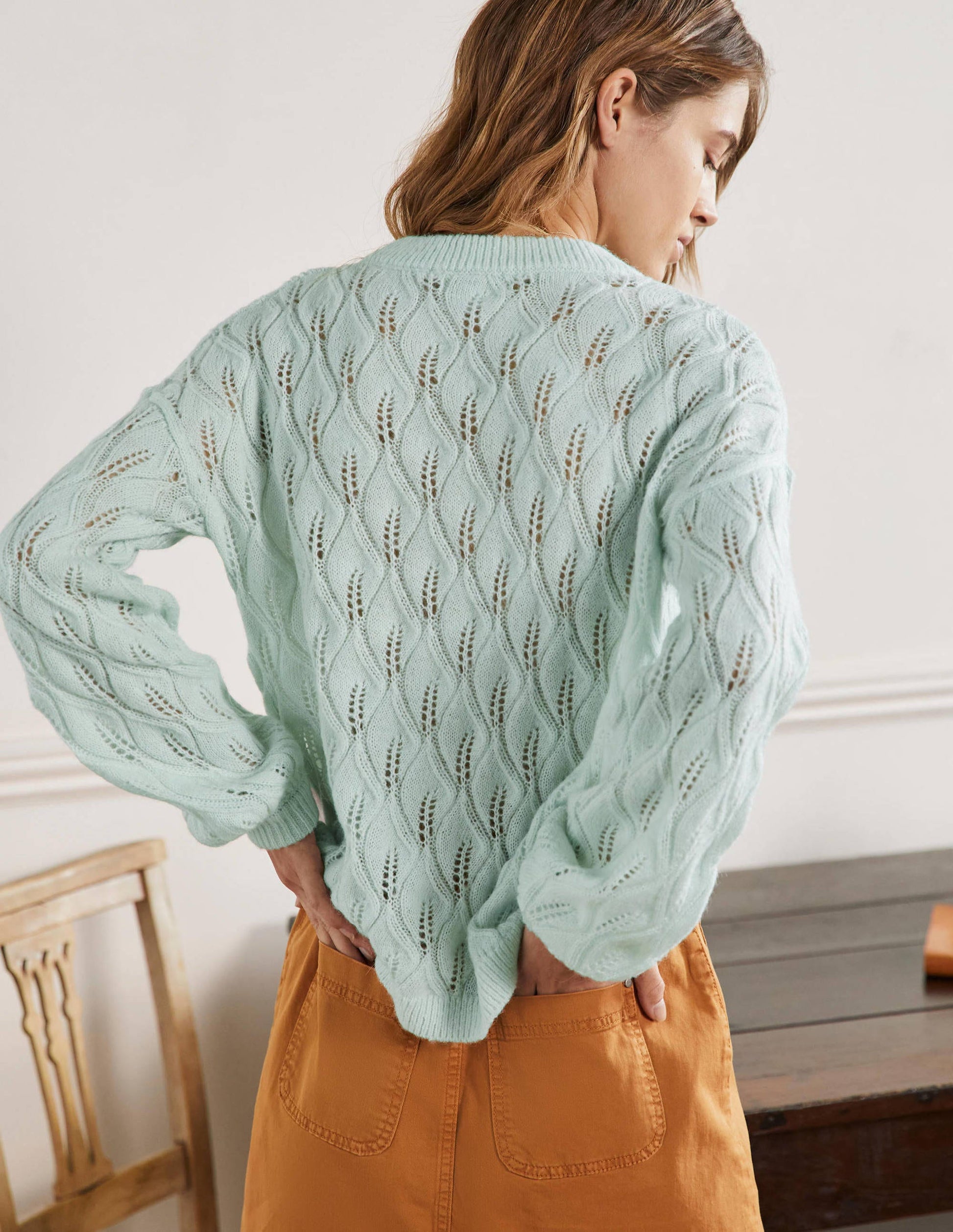 Flauschiger Pointelle-Pullover-Avocadogrün-3