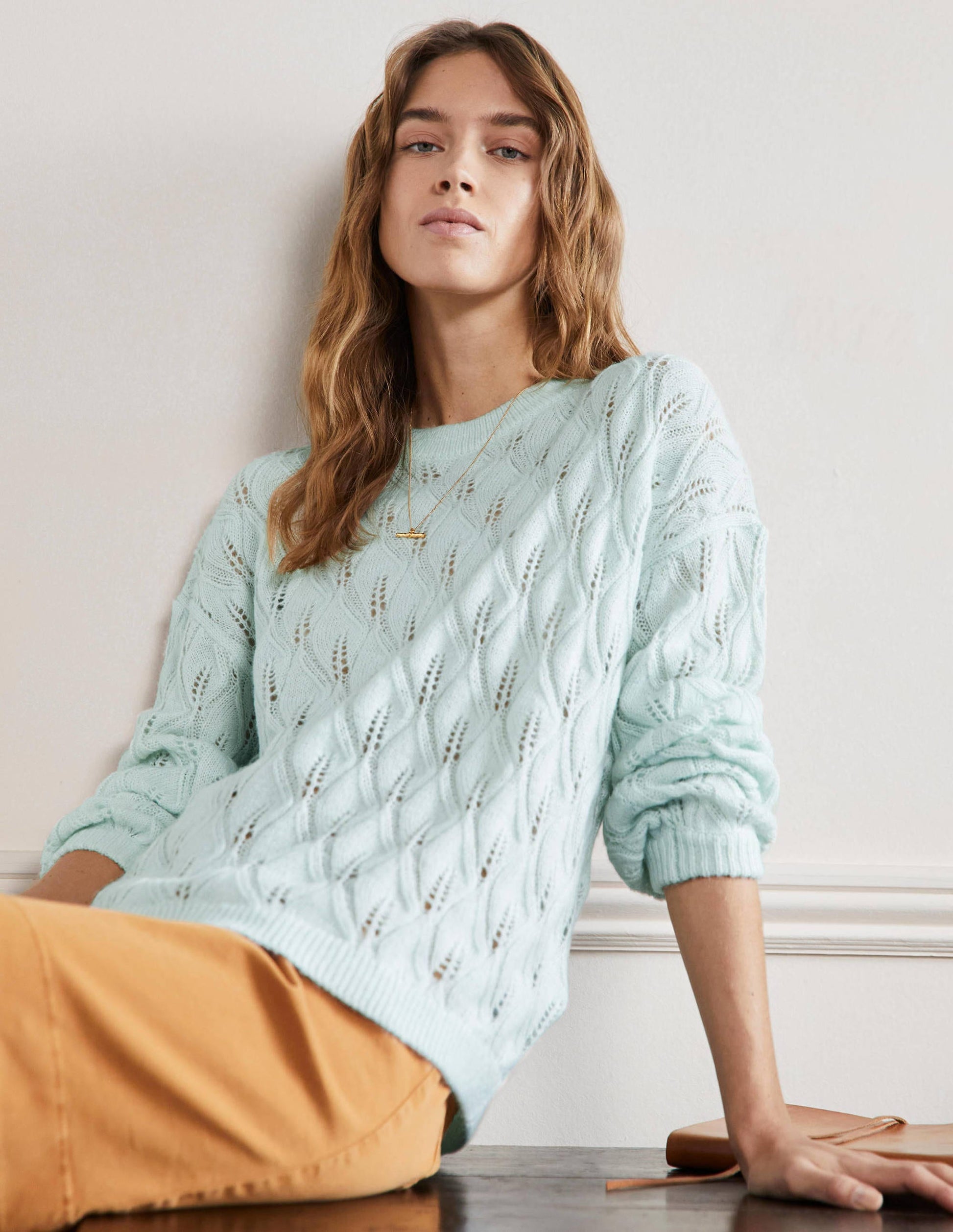 Flauschiger Pointelle-Pullover-Avocadogrün-4