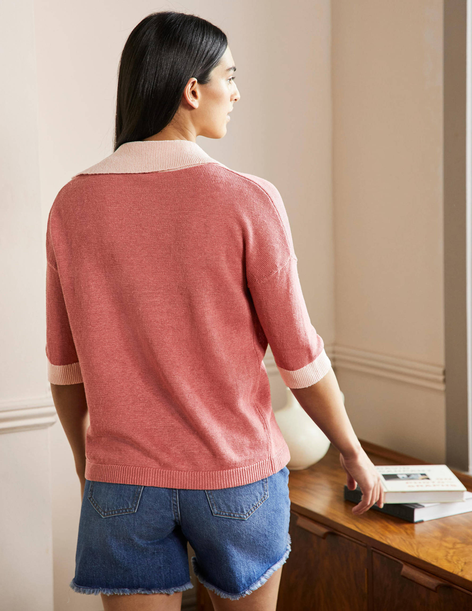 Leinenpullover mit Kragen-Staubrot, Milchshake - Image 3