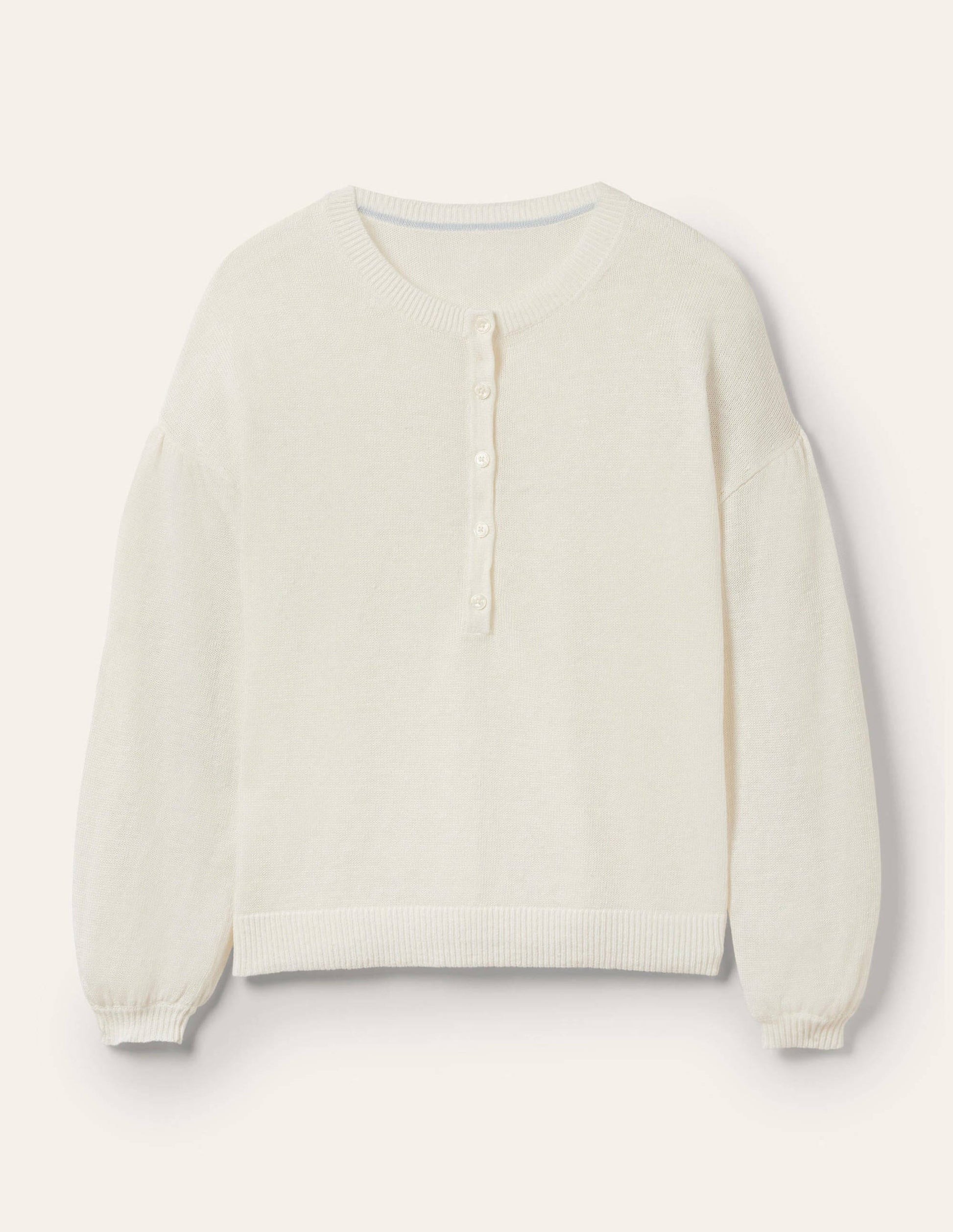 Leandra Linen Henley Jumper-Ivory-6
