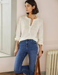 Leandra Linen Henley Jumper-Ivory