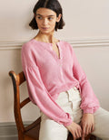 Leandra Henley-Pullover aus Leinen-Blümchenrosa