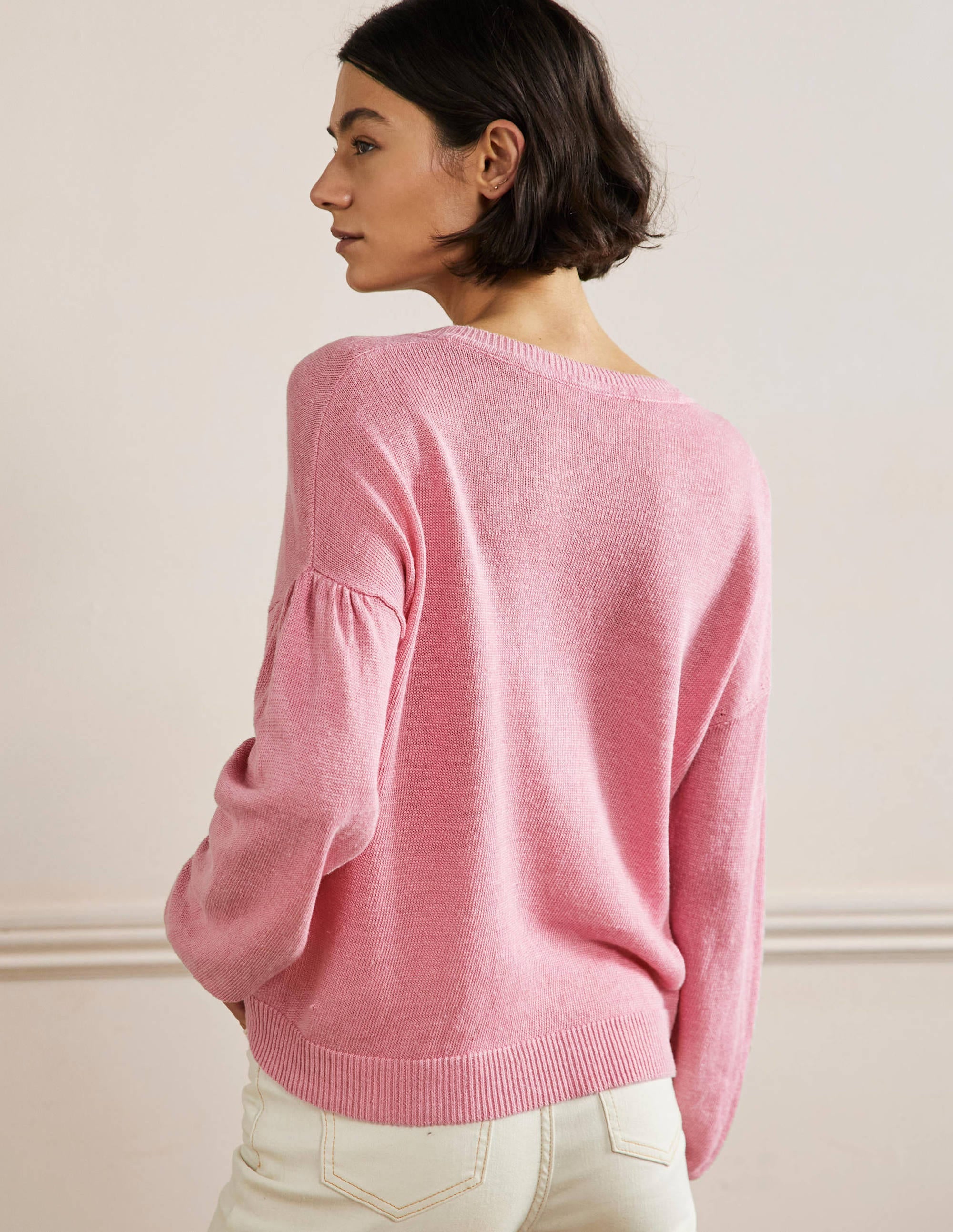 Leandra Henley-Pullover aus Leinen-Blümchenrosa - Image 3