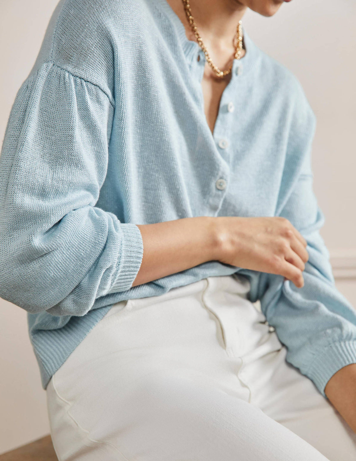 Leandra Henley-Pullover aus Leinen-Morgendämmerungsblau-2