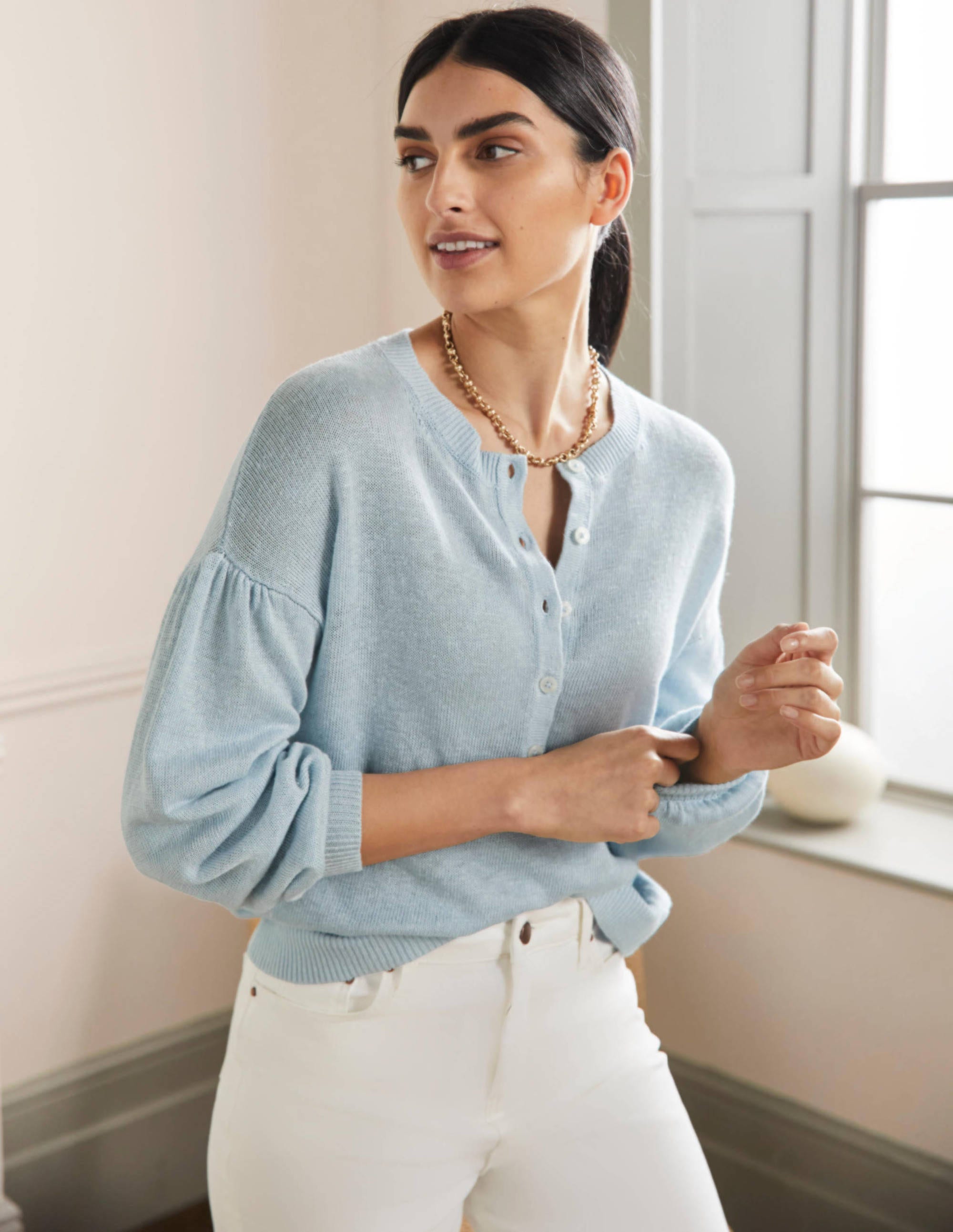 Leandra Henley-Pullover aus Leinen-Morgendämmerungsblau - Image 4