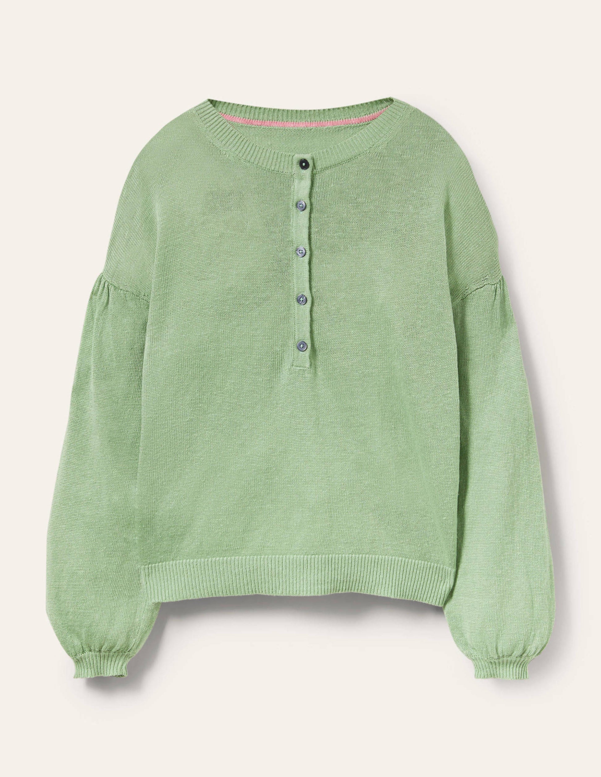 Leandra Henley-Pullover aus Leinen-Basilikumgrün-7