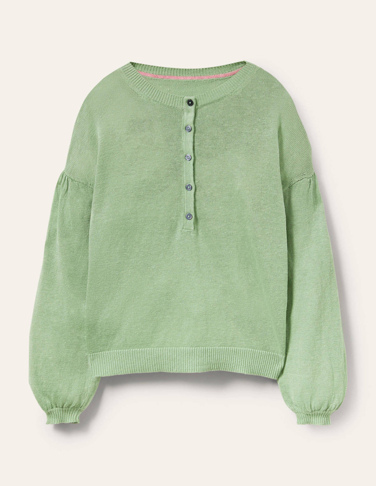 Leandra Henley-Pullover aus Leinen-Basilikumgrün - Image 7