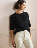 Top Claudia texturé en maille-Noir