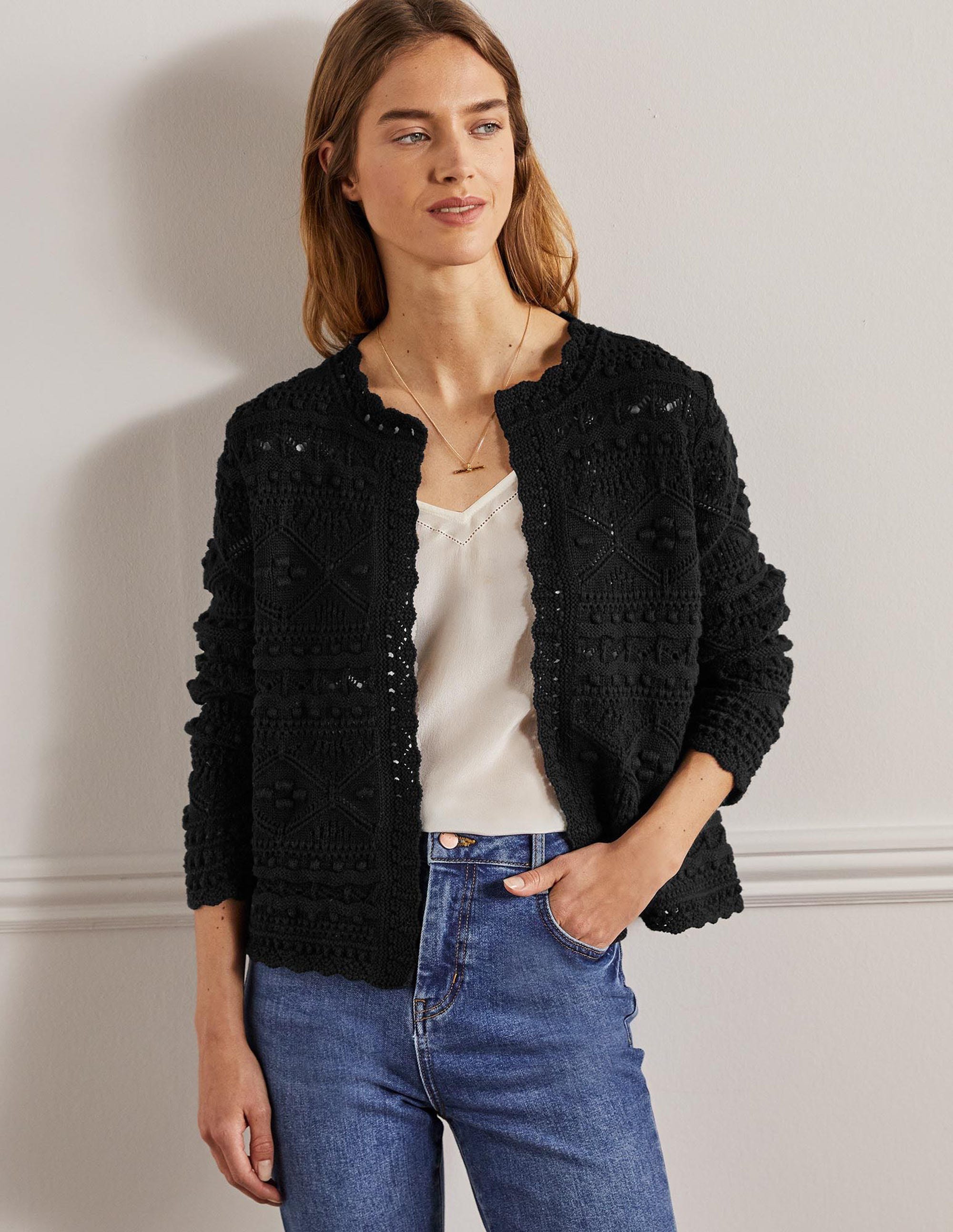 Gilet Claudia texturé en maille-Noir - Image 4
