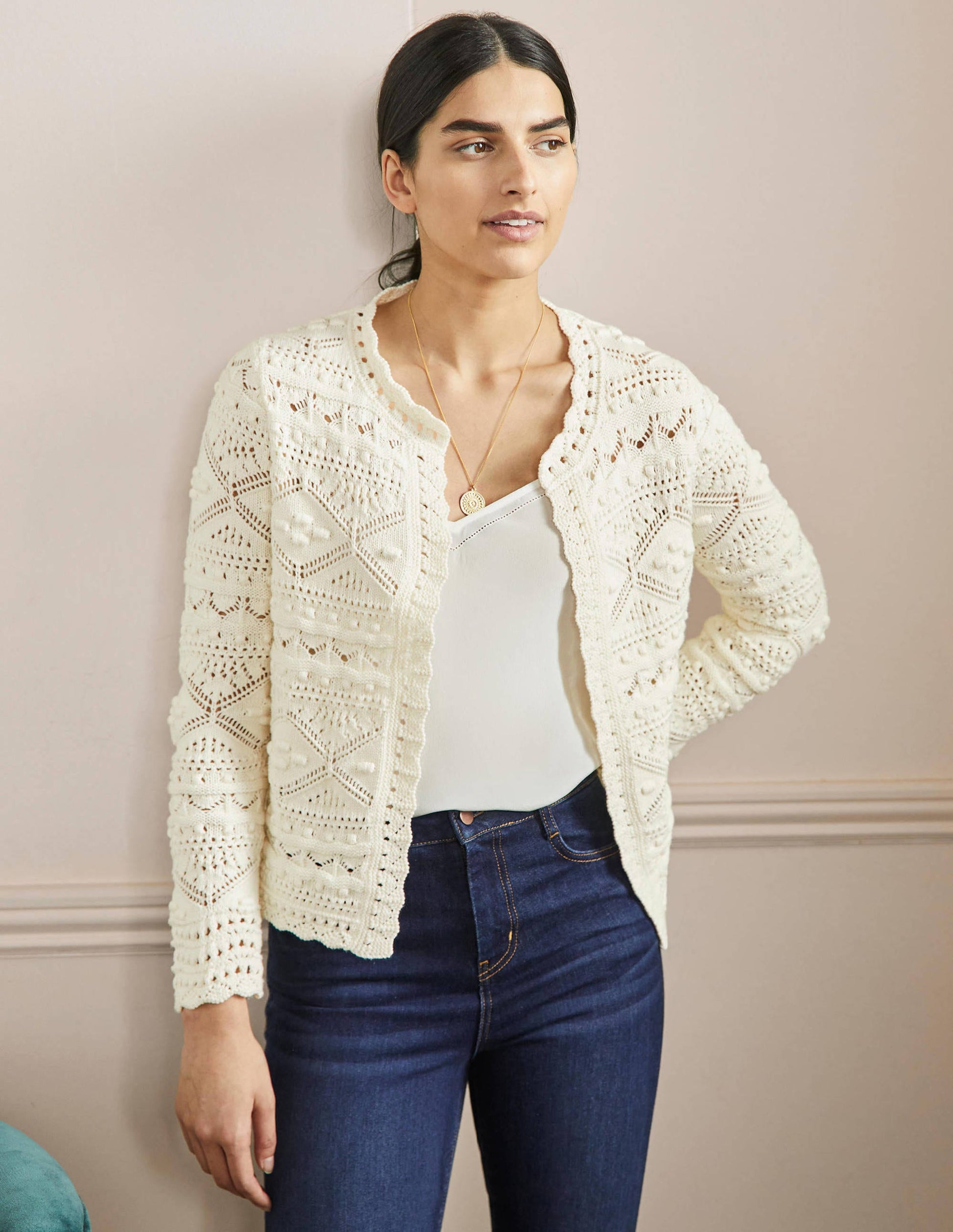 Claudia Strukturierter Strickcardigan-Naturweiß-1
