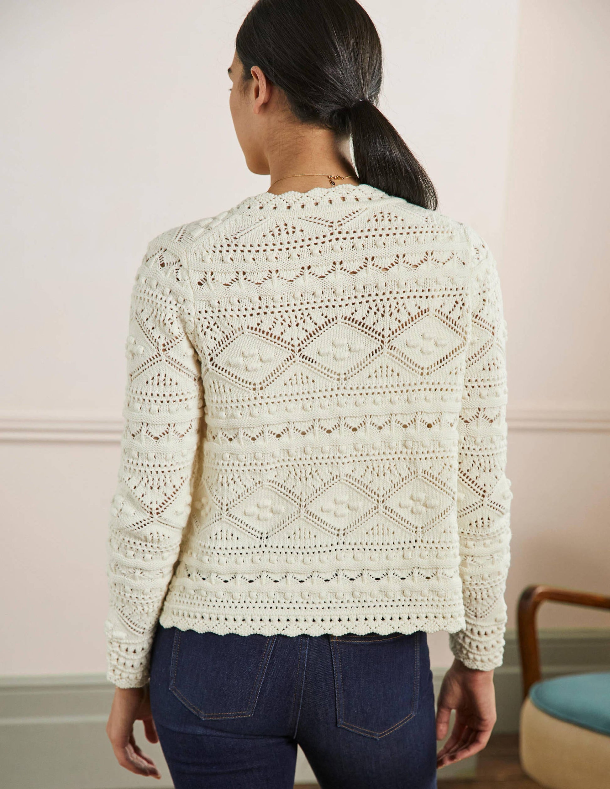 Claudia Strukturierter Strickcardigan-Naturweiß-3