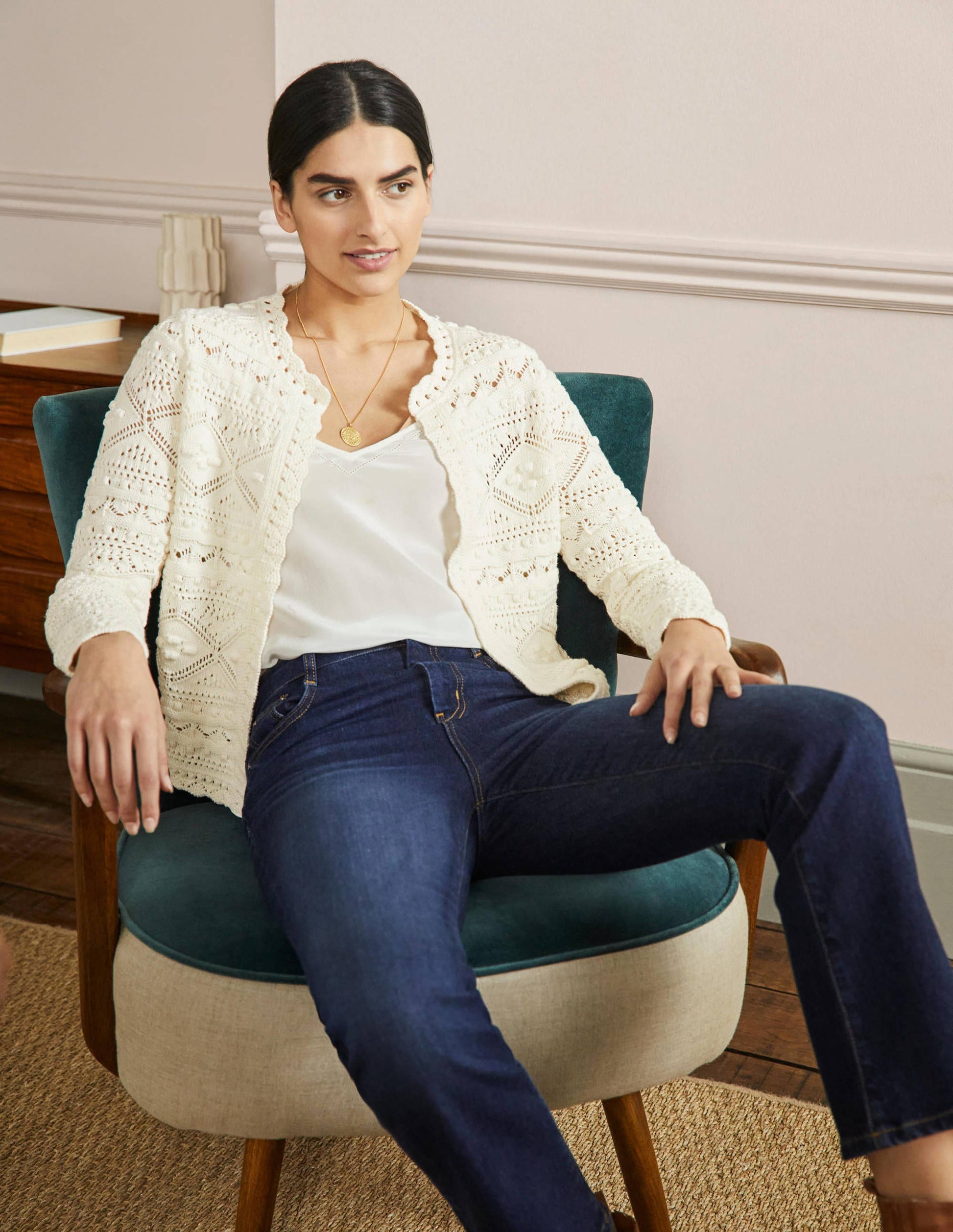 Claudia Strukturierter Strickcardigan-Naturweiß-4