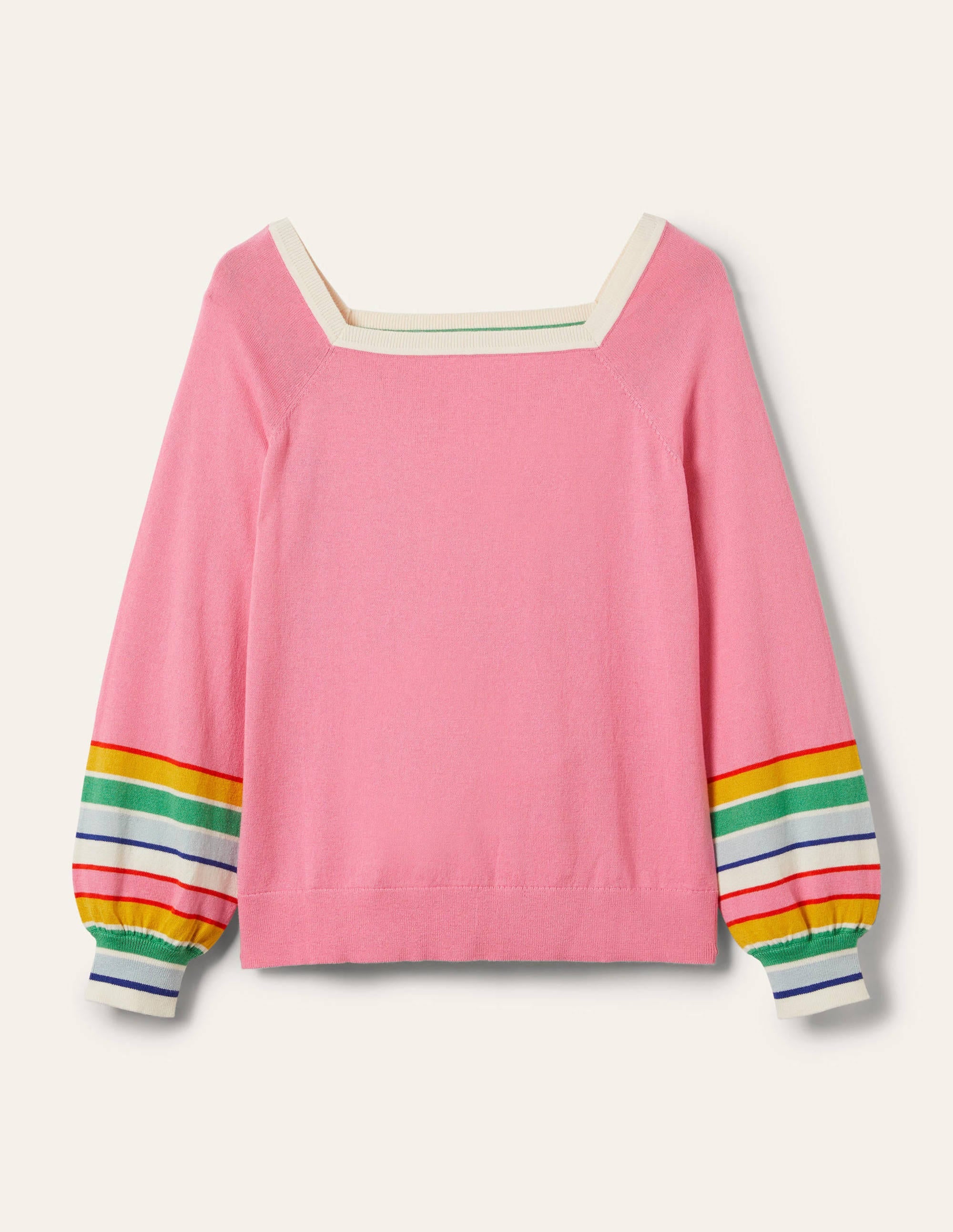 Pull rayé à col carré-Rose sachet - Image 6