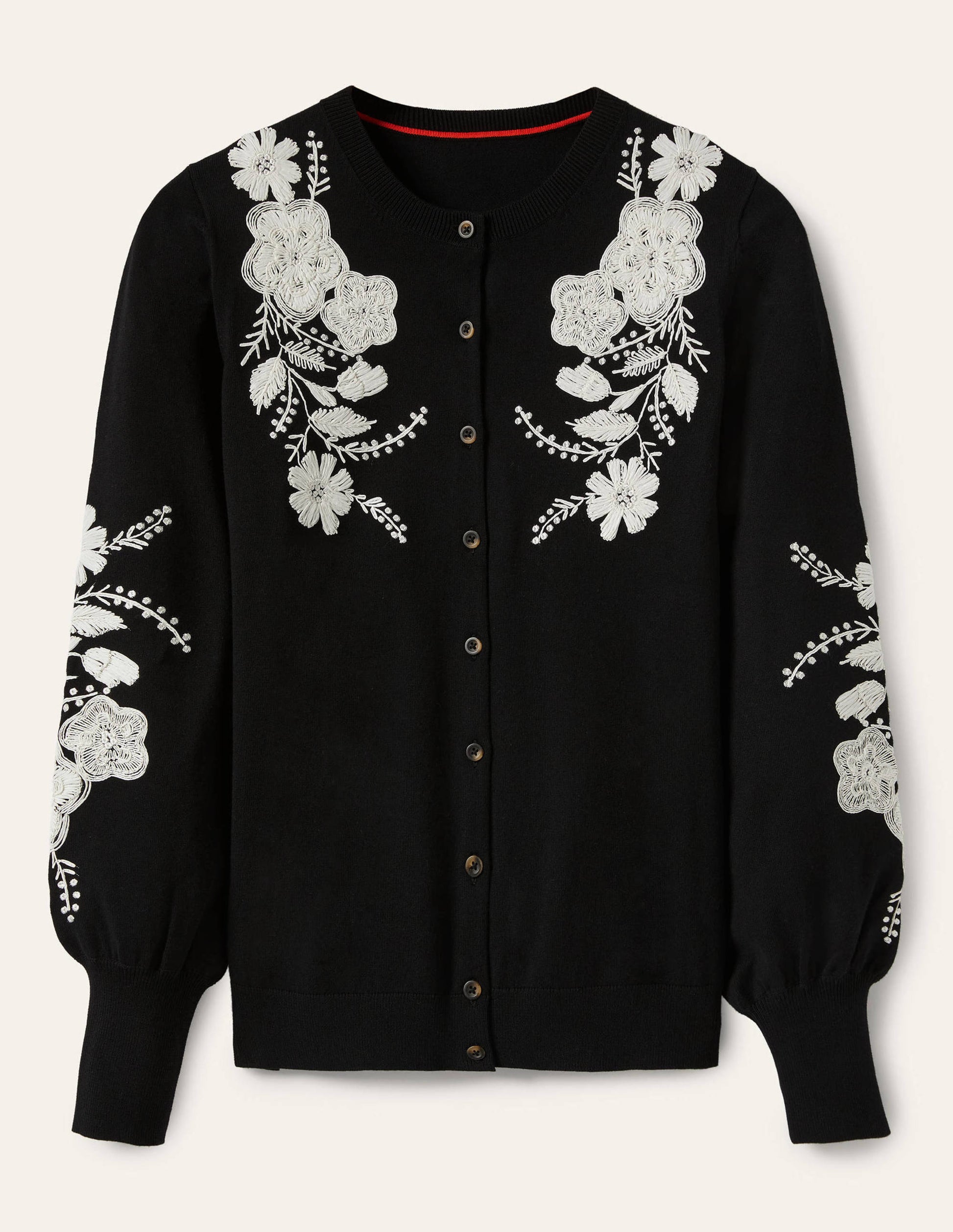 Blouson-Cardigan mit Stickerei-Schwarz-5