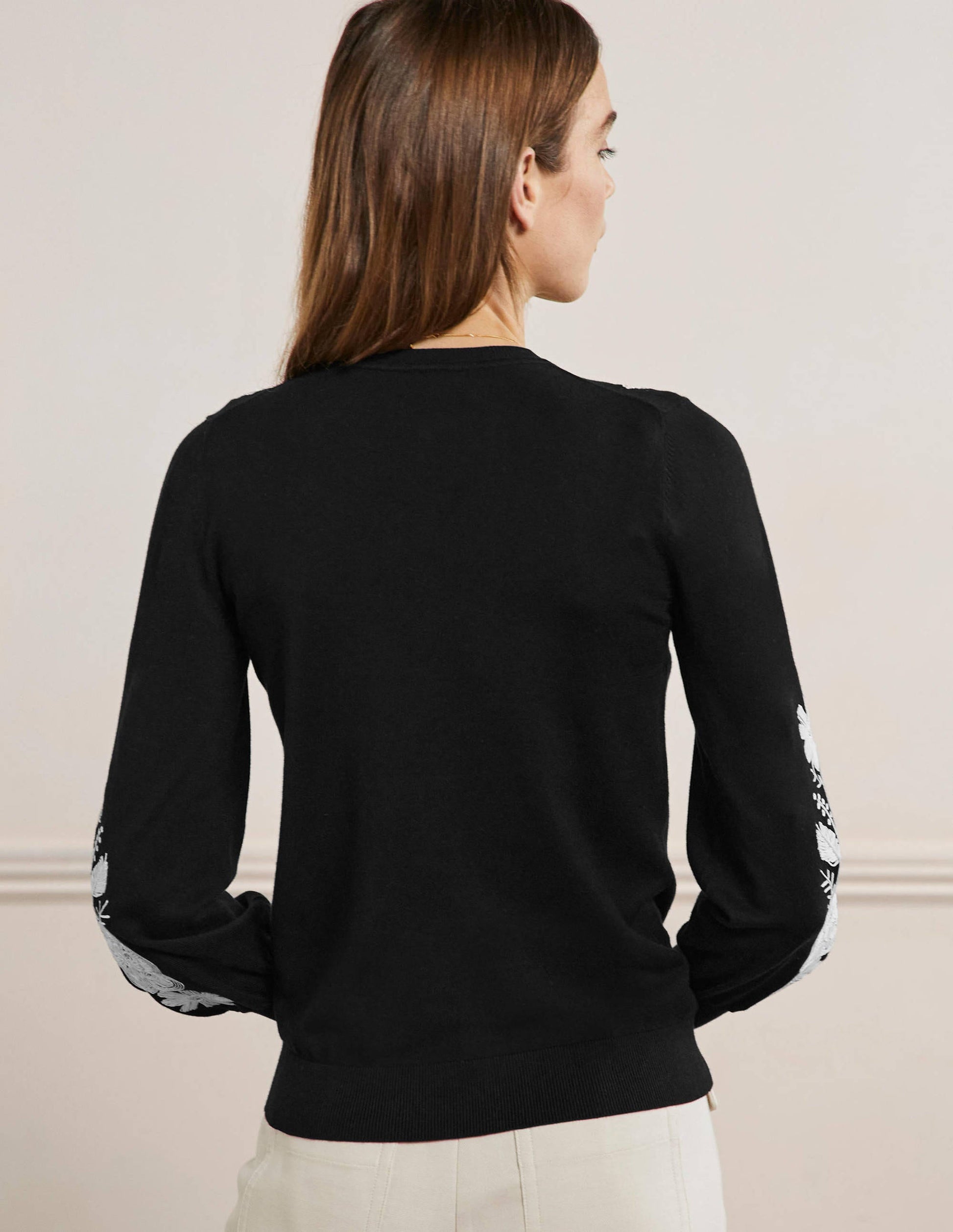 Blouson-Cardigan mit Stickerei-Schwarz-3