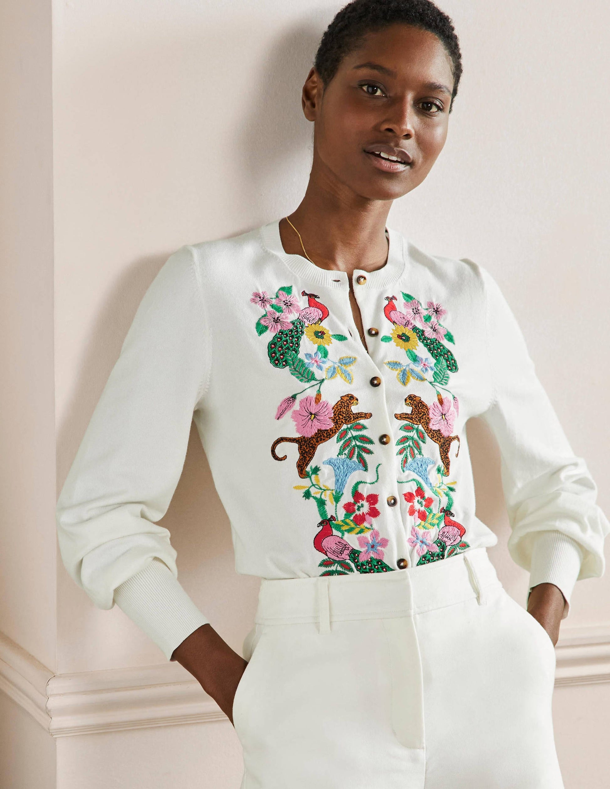 Gilet blousant brodé-Ivoire-4