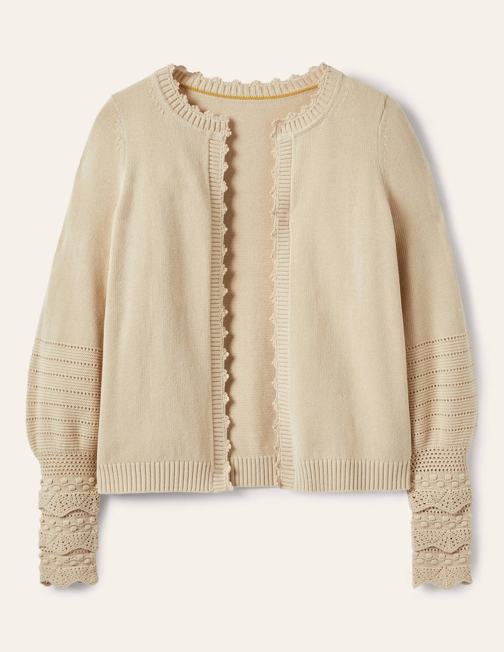 Gilet en maille à manches ornementées-Avoine-5